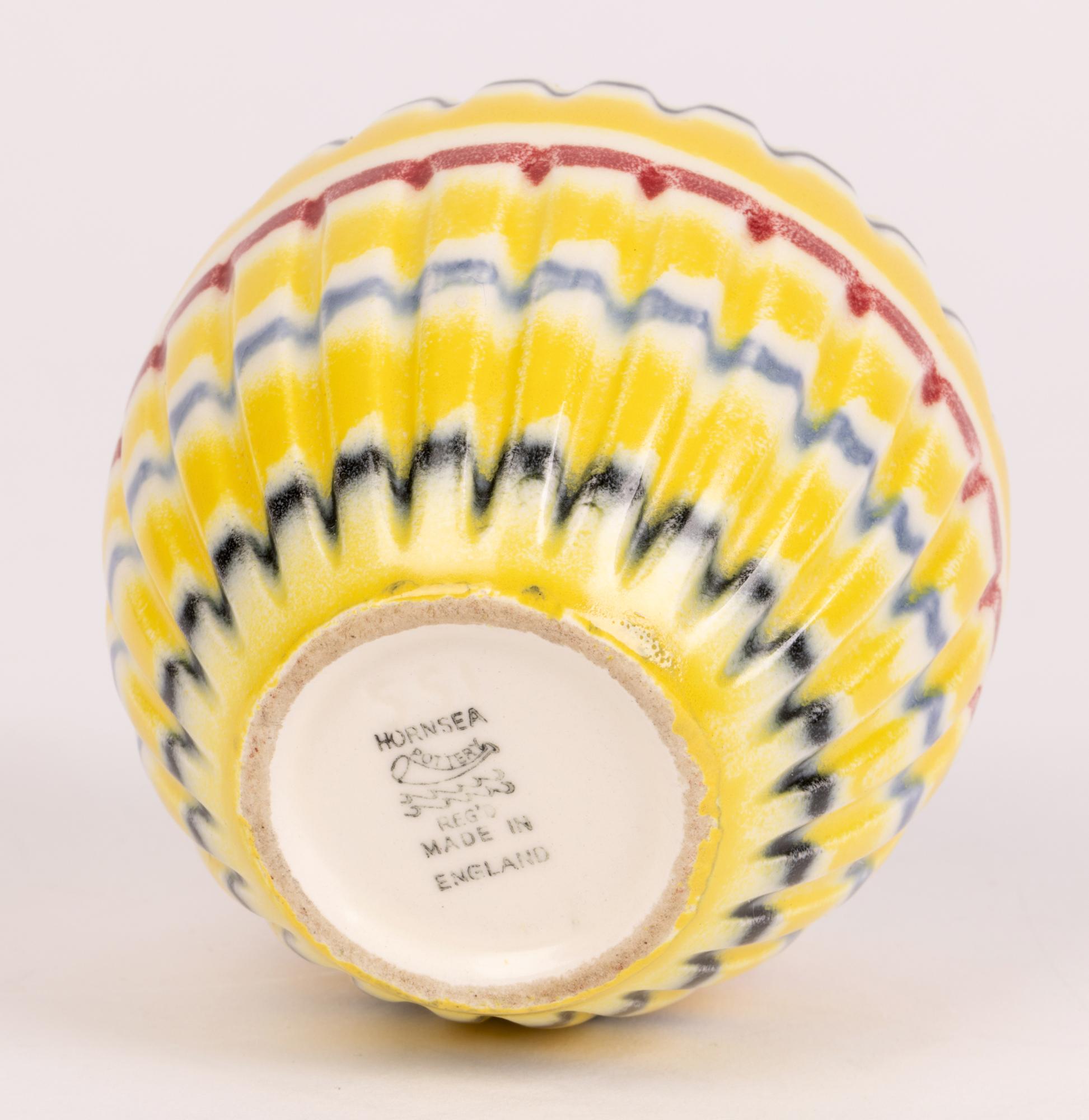 Hornsea Mid-Century Hand Painted Rainbow Pattern Art Pottery Vase For Sale 1