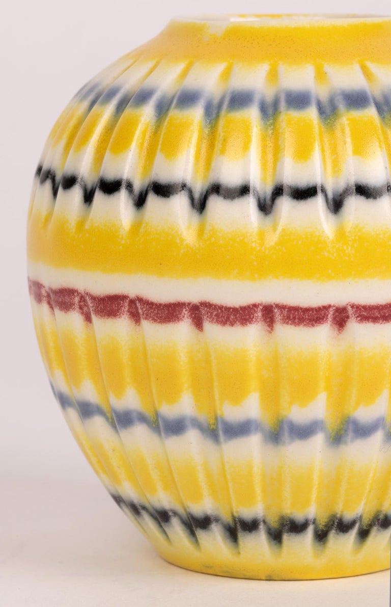 Hornsea Mid-Century Hand Painted Rainbow Pattern Art Pottery Vase 