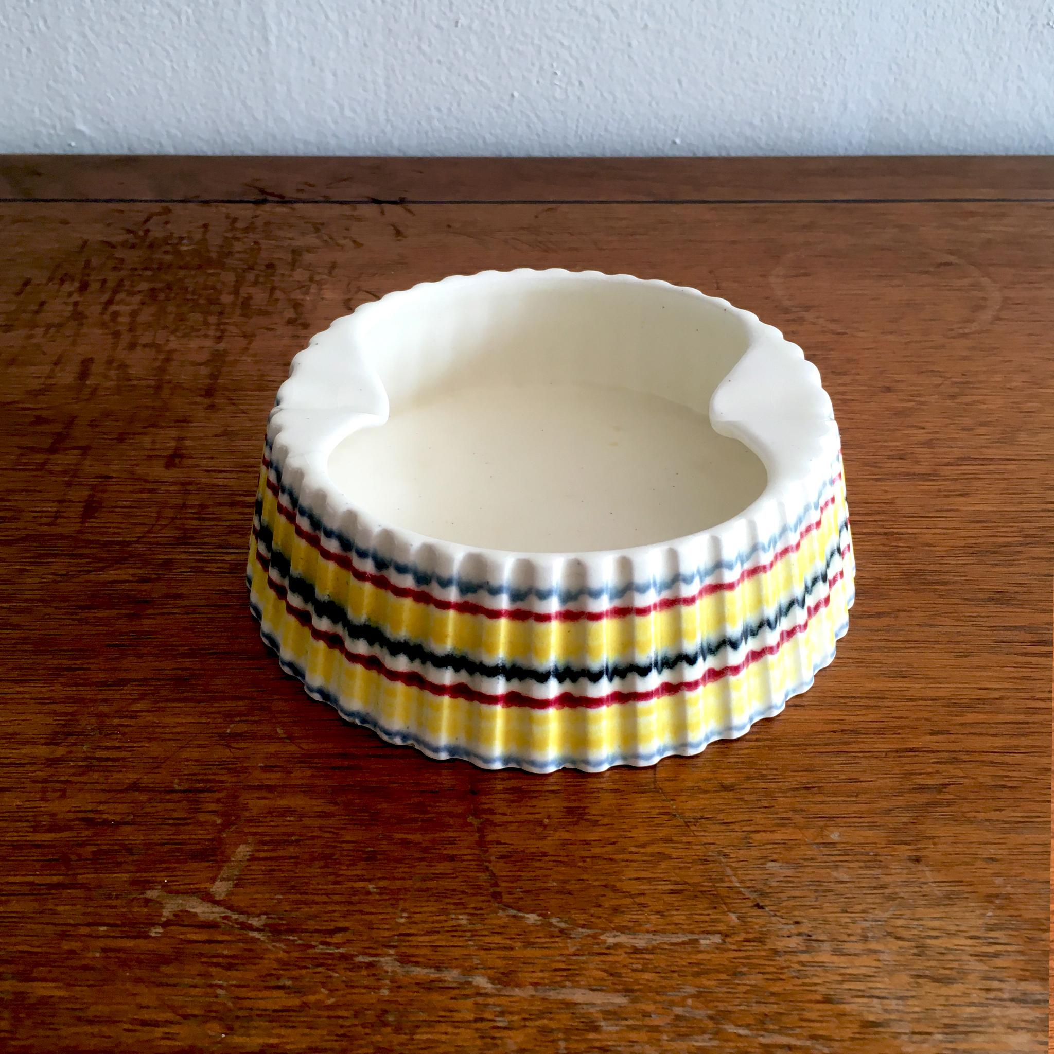 Rare Hornsea Pottery 'Rainbow' ashtray catchall, this unique vintage piece is from 1960s England with a likeness to a Christian Dior pleated couture dress by Raf Simons, Spring-Summer 2015, see last two photos.