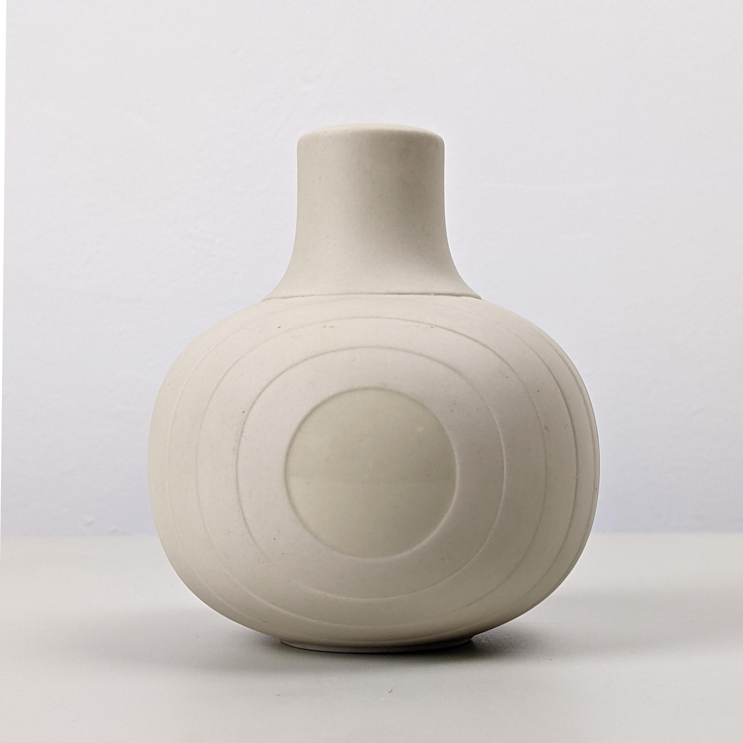 Martin Hunt (Queensbury Hunt) for Hornsea Pottery & Co Ltd, designed 1977
Vase from the ‘Concept’ series

Off-white/cream ceramic.
Very good condition, with only minor marks. Appears un-used.

The Hornsea “concept series won a Design Council