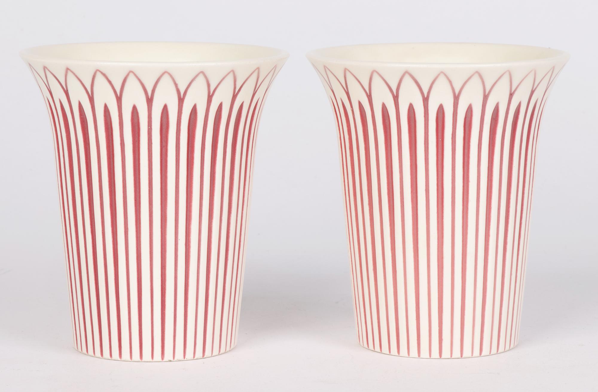 English Hornsea Studio Craft Mid-Century Pair Westminster Ceramic Vases For Sale
