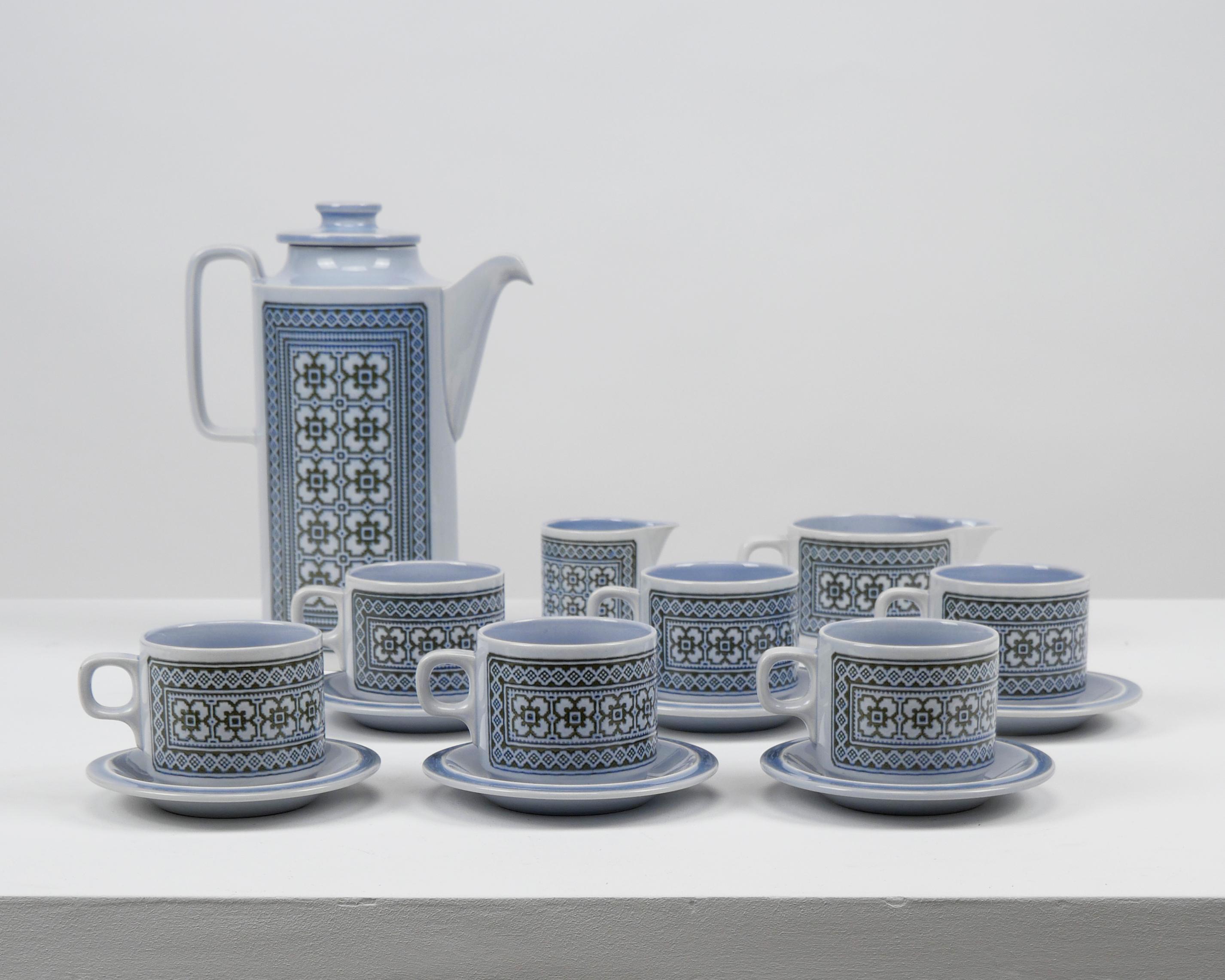 Hornsea Wandteppich-Kaffee-Set, Kaffeekanne, Tassen und Untertassen, 2 Krüge, 15 Teile, 1970er Jahre (Moderne der Mitte des Jahrhunderts) im Angebot