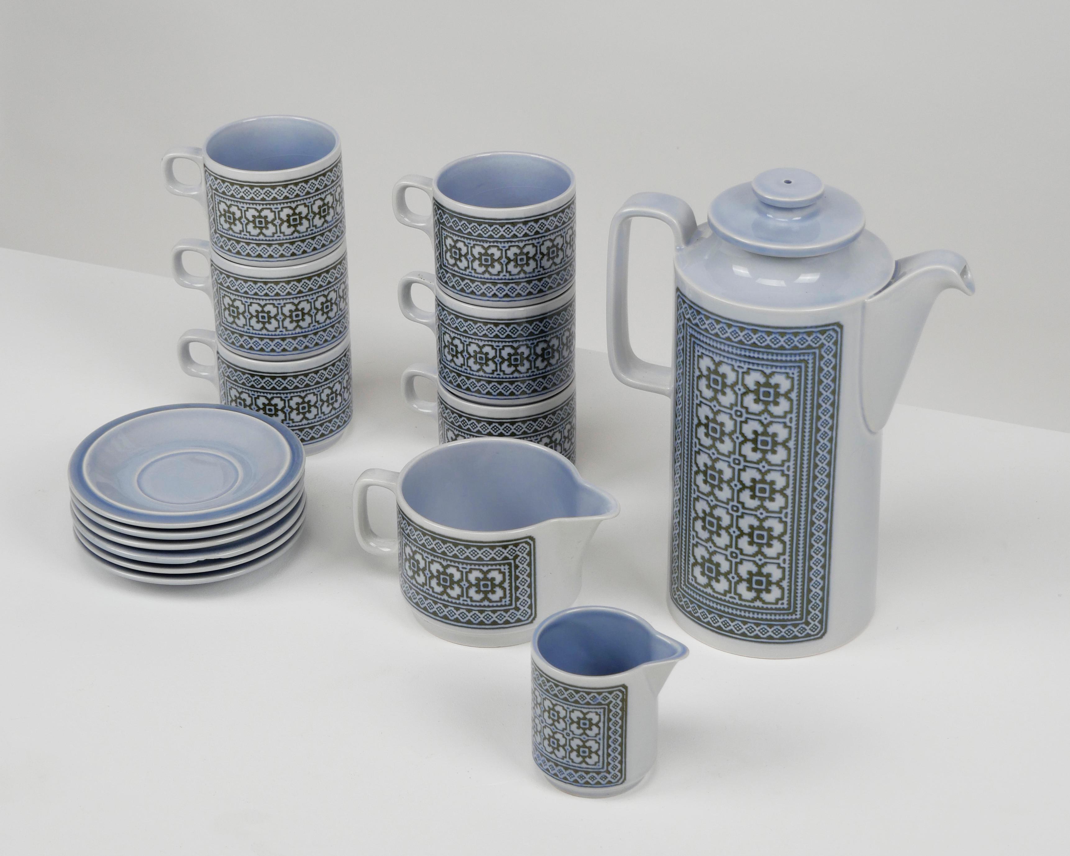 Hornsea Wandteppich-Kaffee-Set, Kaffeekanne, Tassen und Untertassen, 2 Krüge, 15 Teile, 1970er Jahre im Zustand „Gut“ im Angebot in London, GB