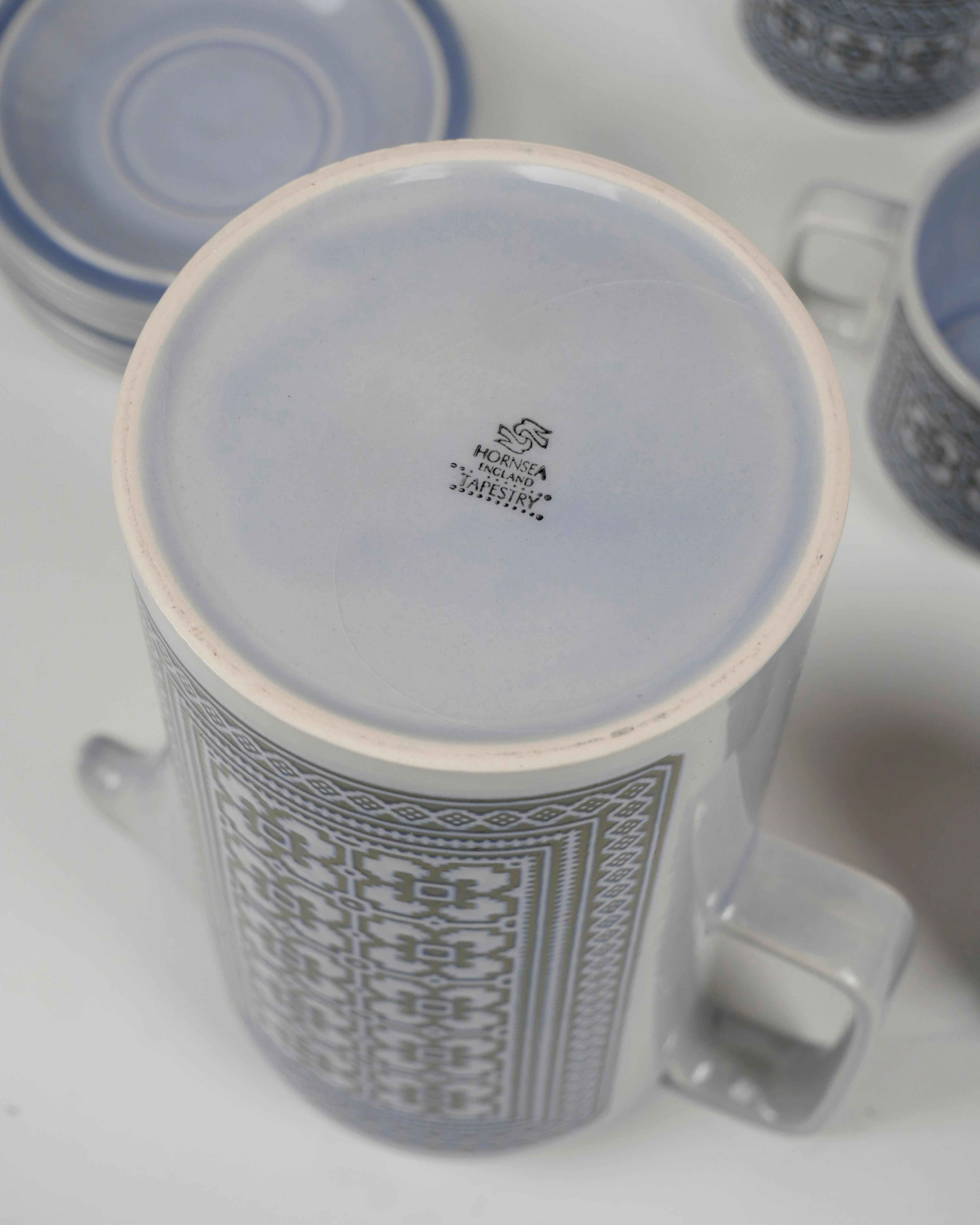 Hornsea Wandteppich-Kaffee-Set, Kaffeekanne, Tassen und Untertassen, 2 Krüge, 15 Teile, 1970er Jahre im Angebot 1
