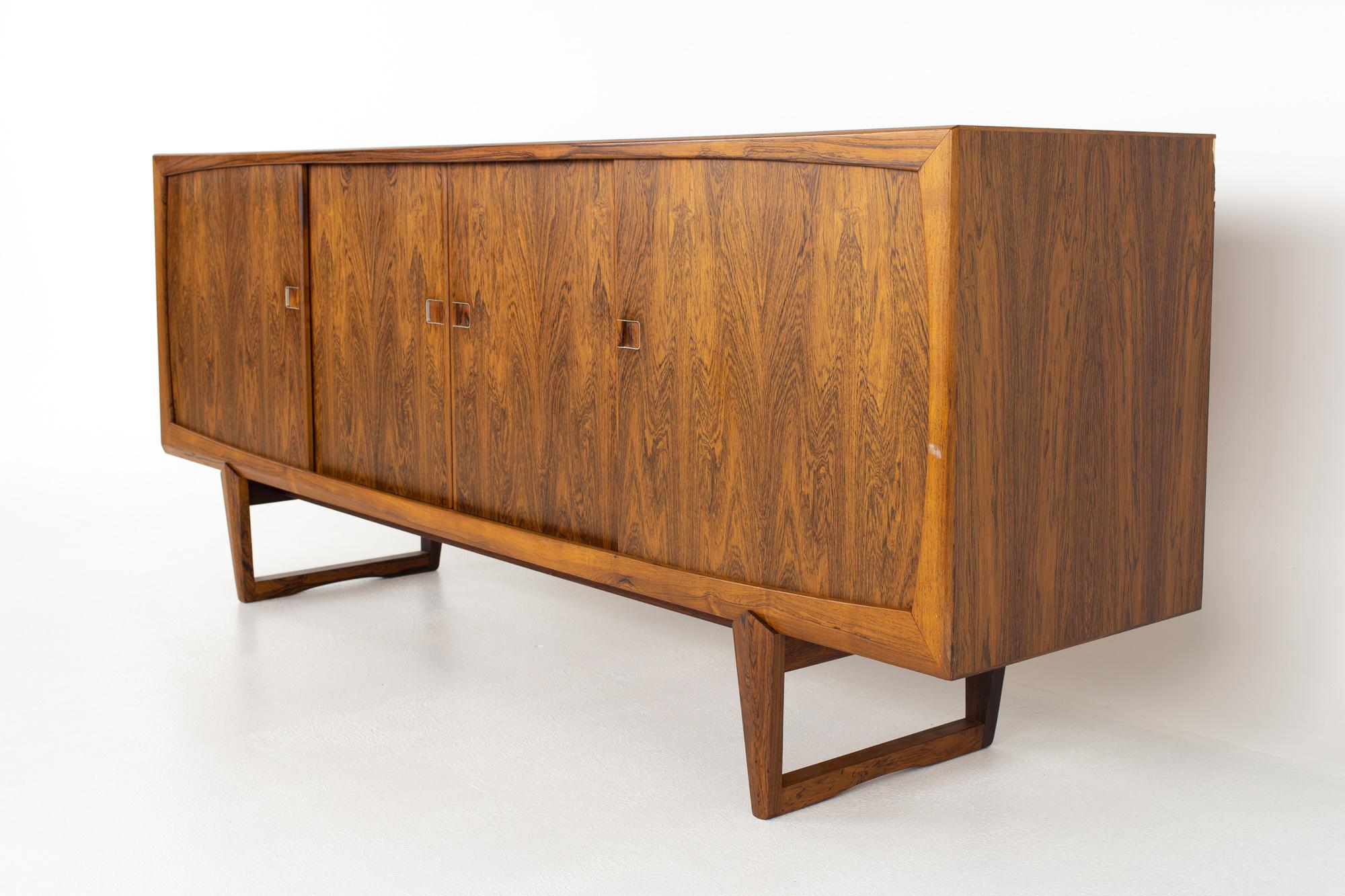 Mid-Century Modern Hornslet Danish Mid Century Rosewood Sleigh Leg Credenza