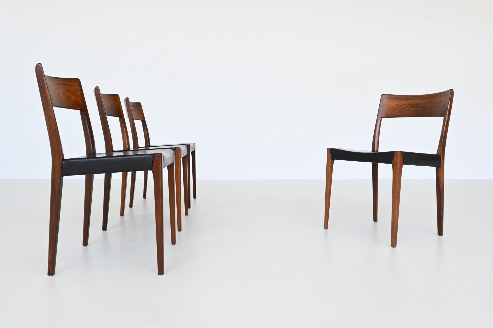 Mid-Century Modern Hornslet Mobelfabrik Rosewood Dining Chairs, Denmark, 1960