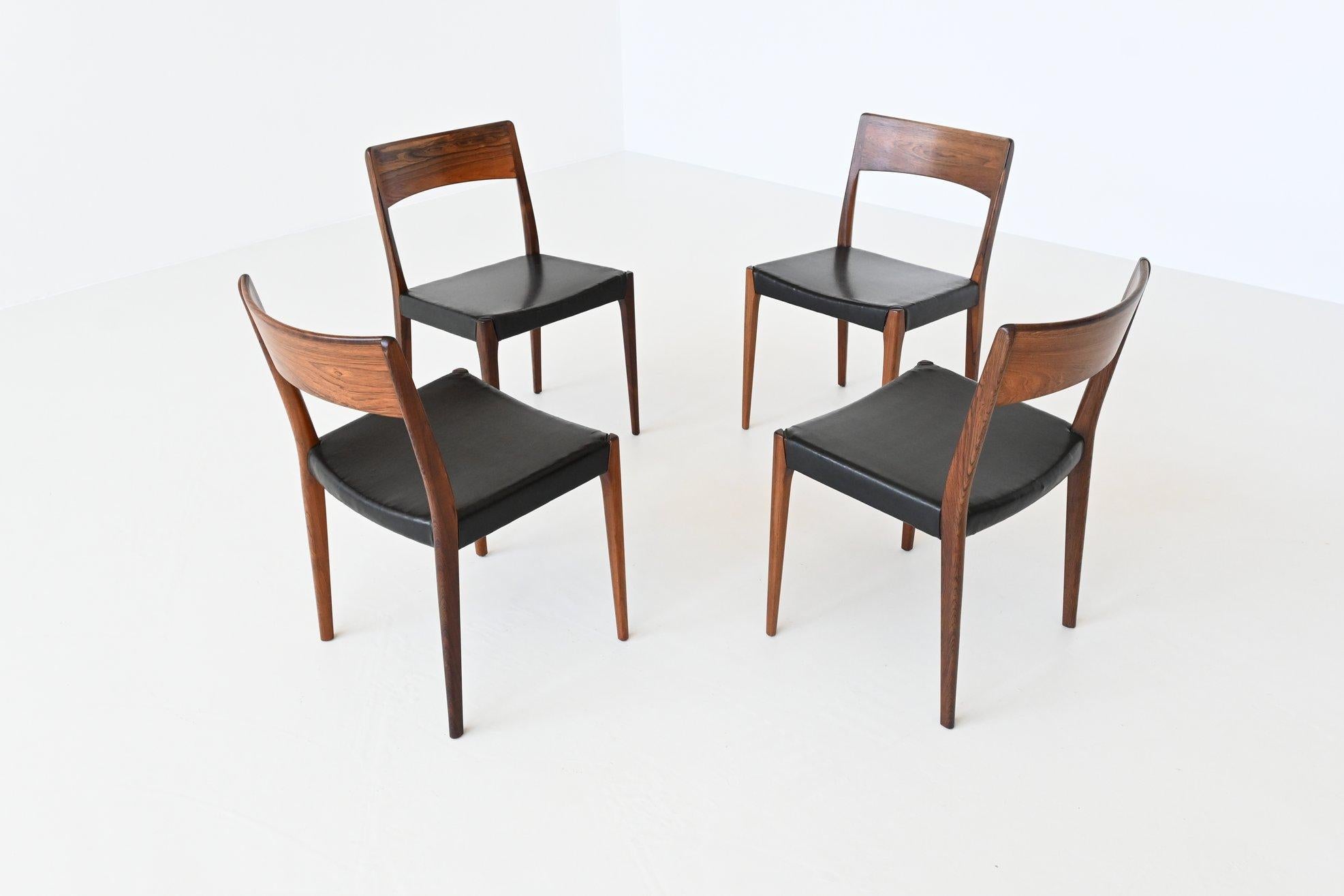 Mid-20th Century Hornslet Mobelfabrik Rosewood Dining Chairs, Denmark, 1960