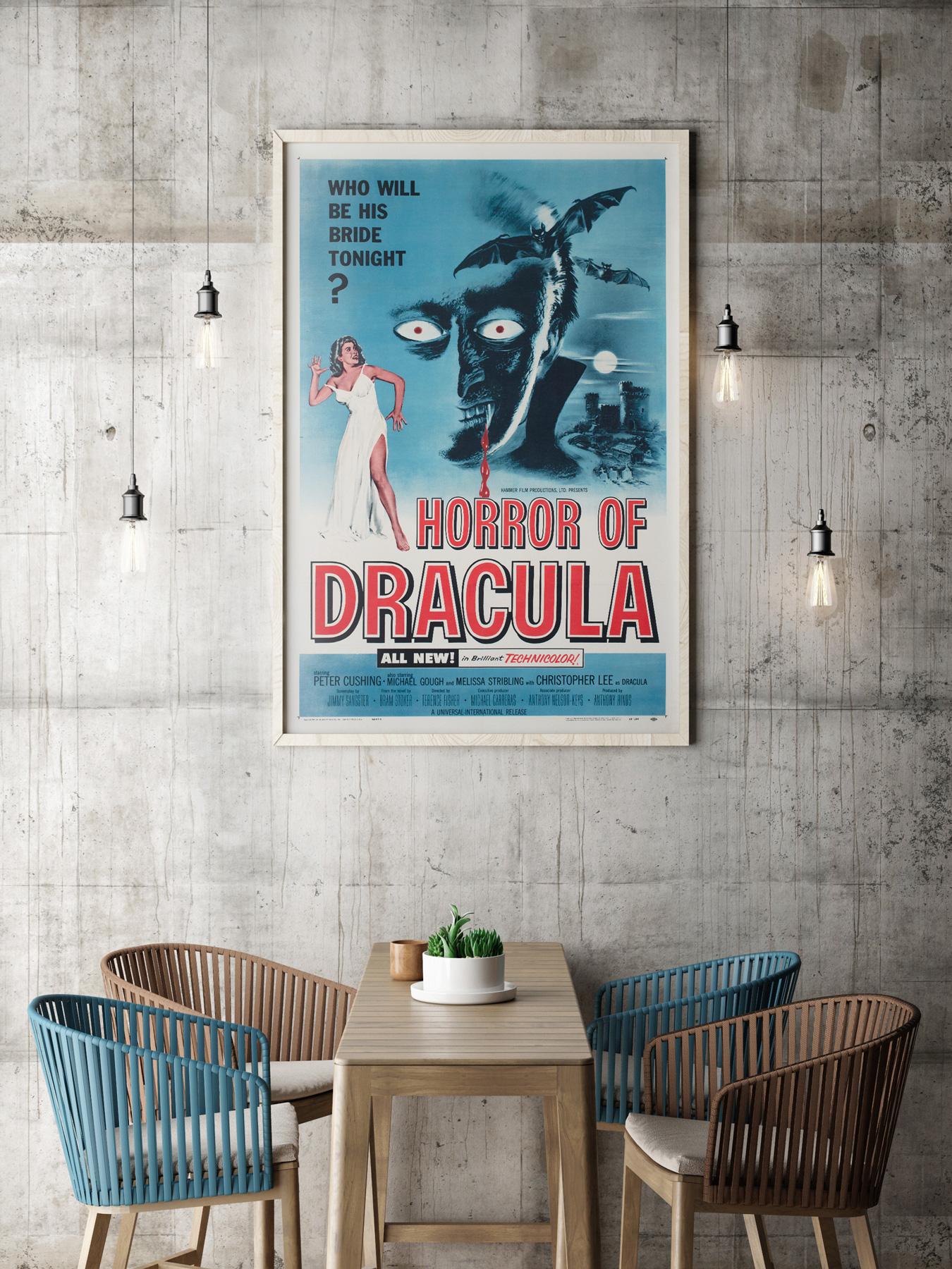 The fantastic first-year-of-release US 1 Sheet film poster for classic Hammer horror Dracula (released in the US under the name Horror of Dracula). The first in the highly successful and lauded Hammer Dracula series.


The iconic Hammer Film