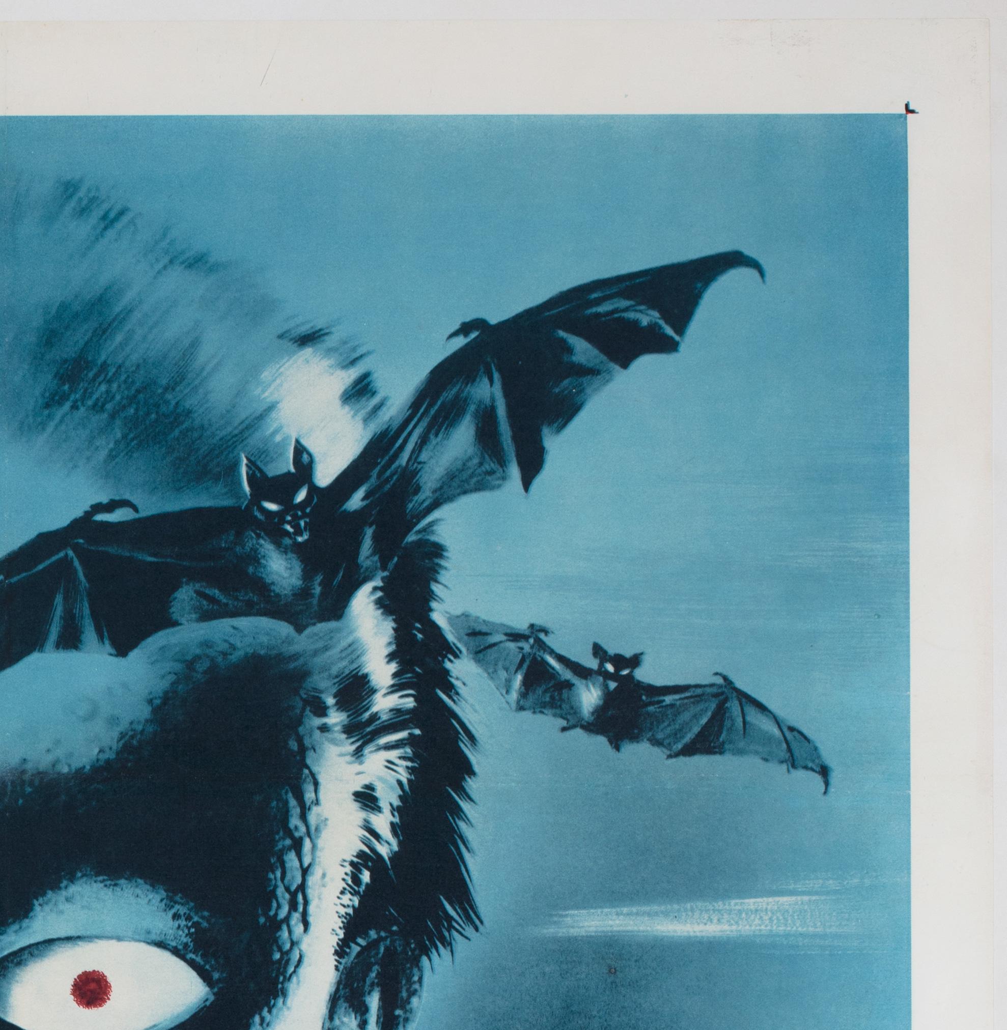 Horror of Dracula 1958 US 1 Sheet Blue Style Film Poster, Joseph Smith In Excellent Condition For Sale In Bath, Somerset