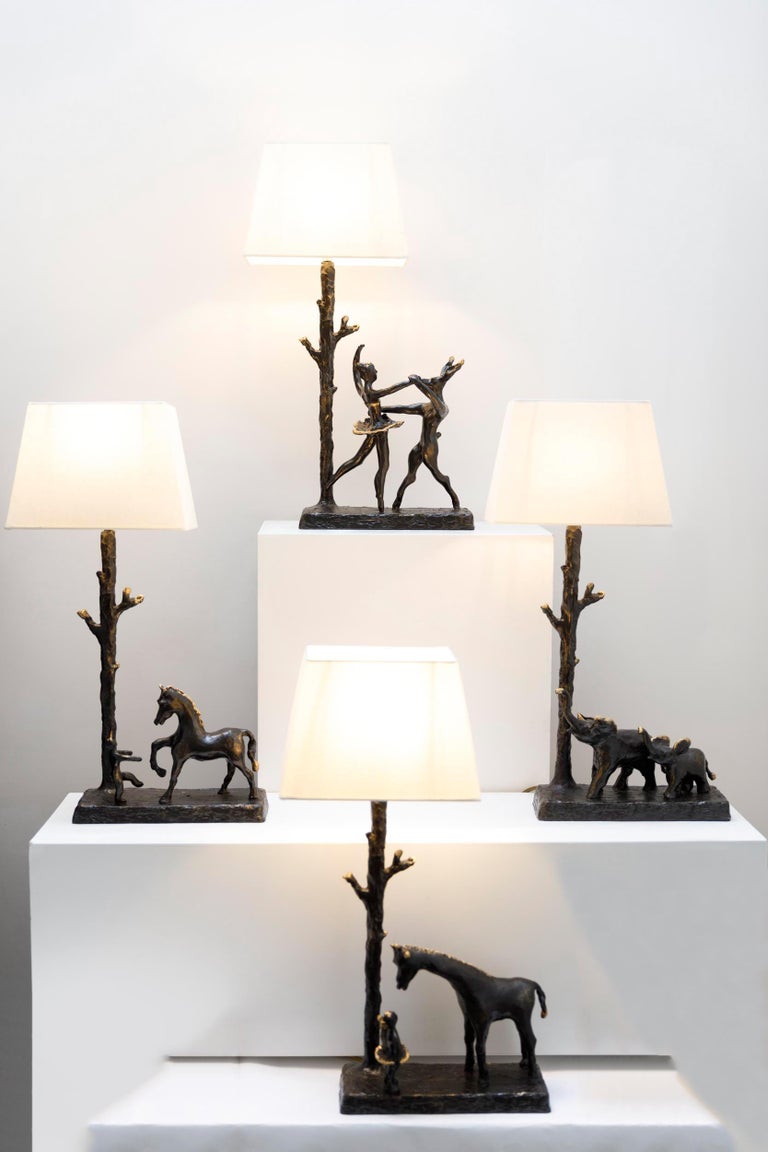 Contemporary Horse & Boy Sculptural Table Lamp, Hand Made For Sale