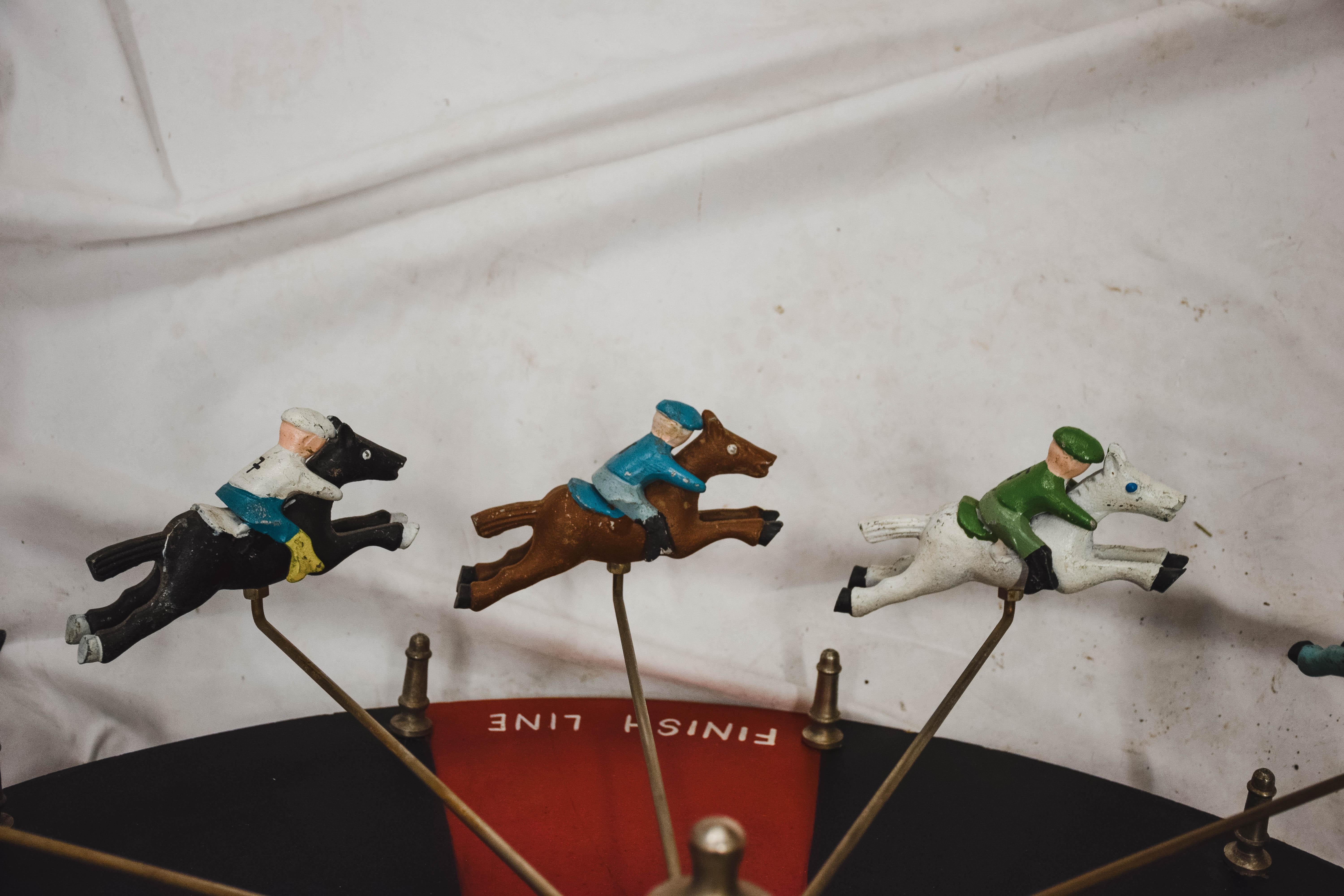Horse and Jockey Spinning Race Game Wheel In Good Condition In Houston, TX