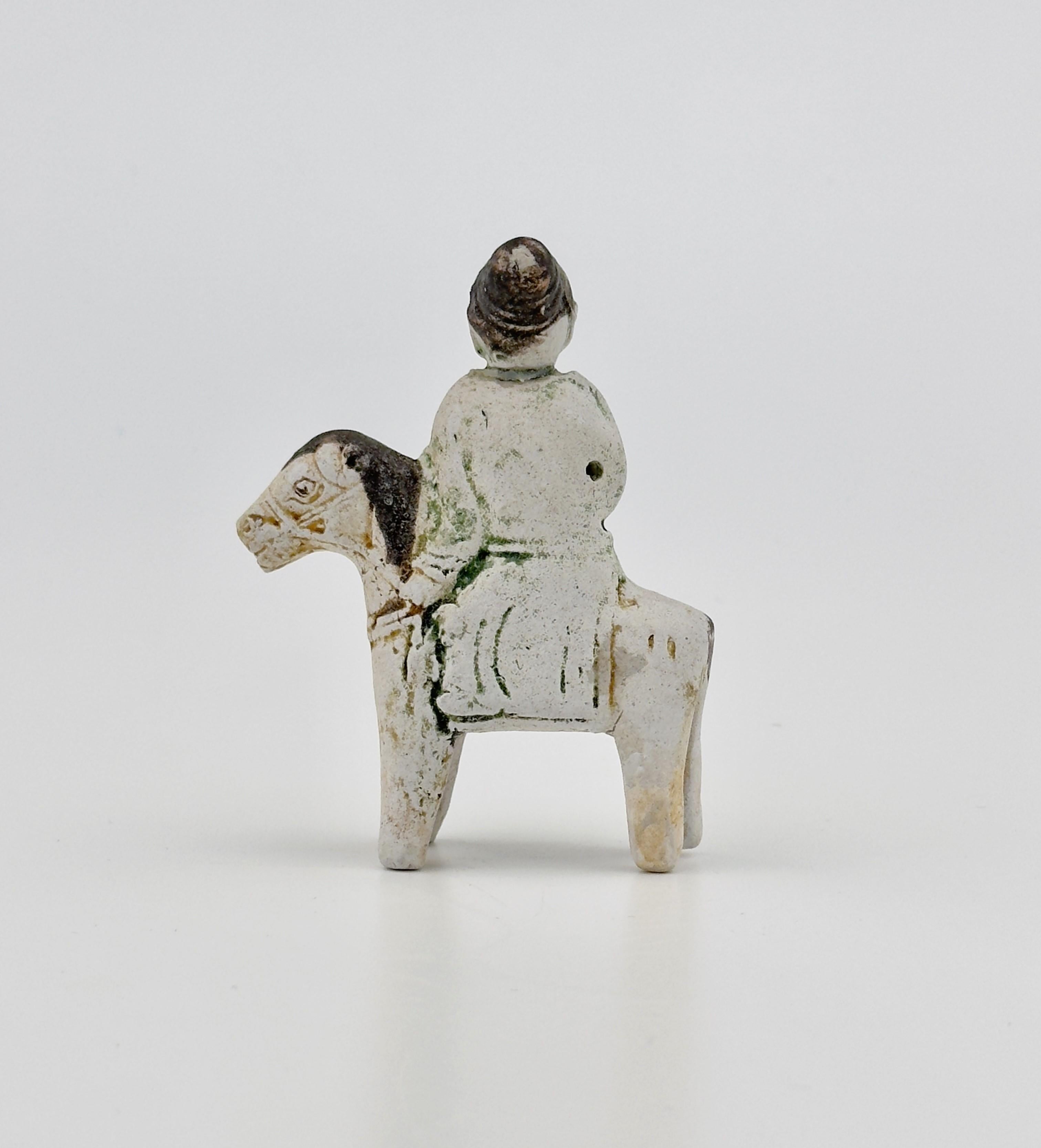 Chinese Export Horse and Rider Figurine c1725, Qing Dynasty, Yongzheng Reign For Sale
