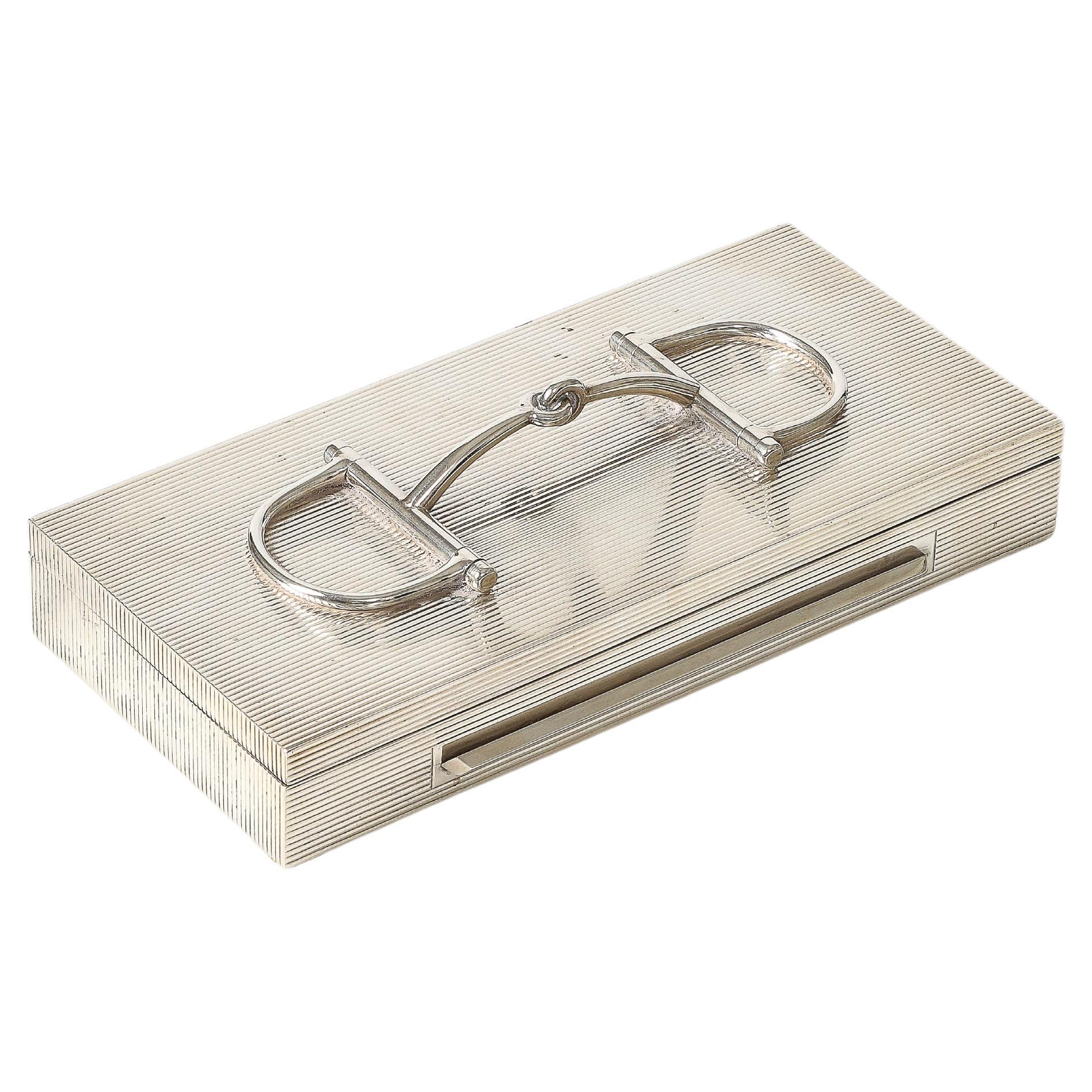 Caja de metal para bocados de caballo con interior de caoba de Hermes, Francia, c. 1970