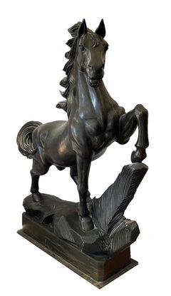 Horse, Black Marble Animal Sculpture