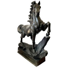 Horse, Black Marble Animal Sculpture