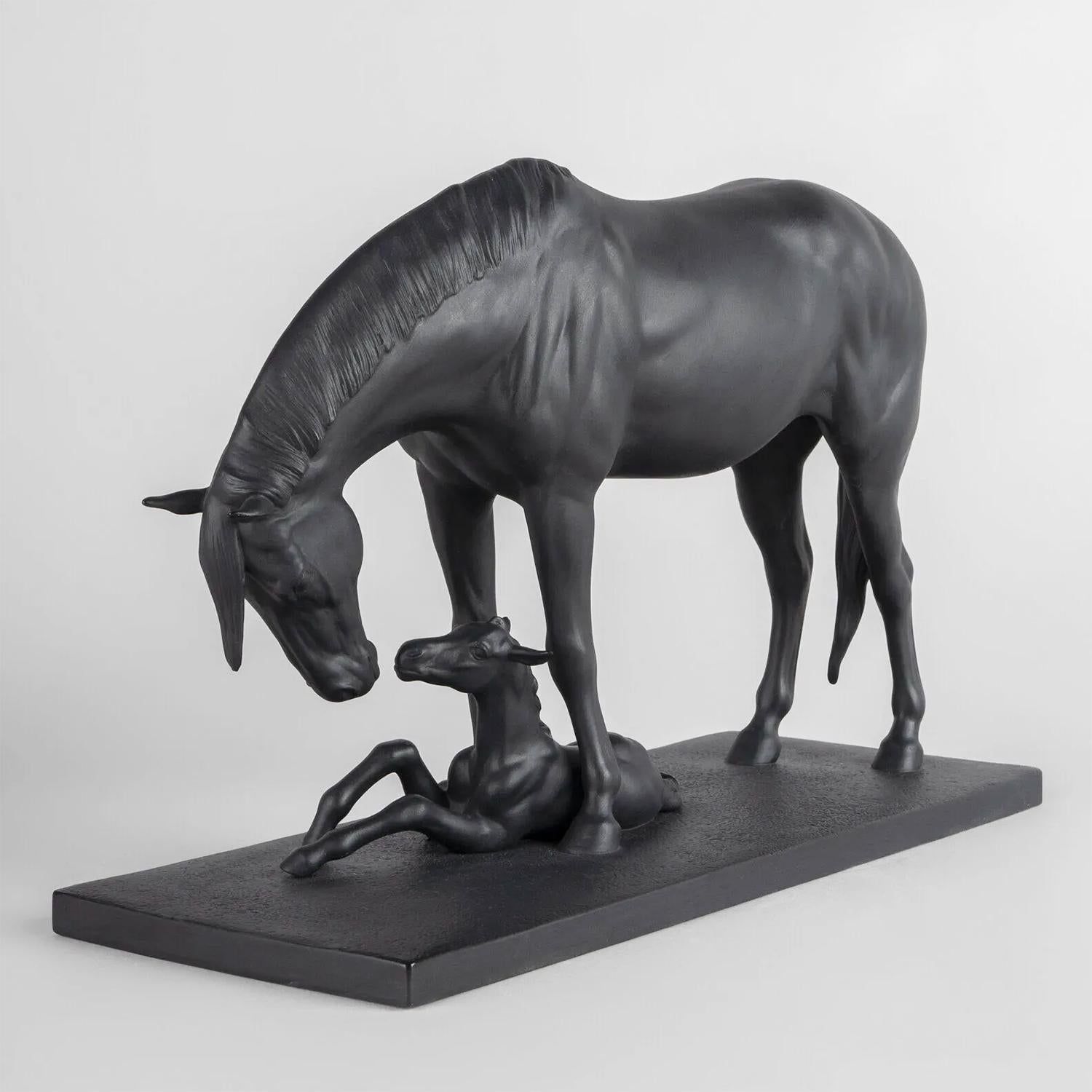 Portuguese Horse Black Sculpture For Sale