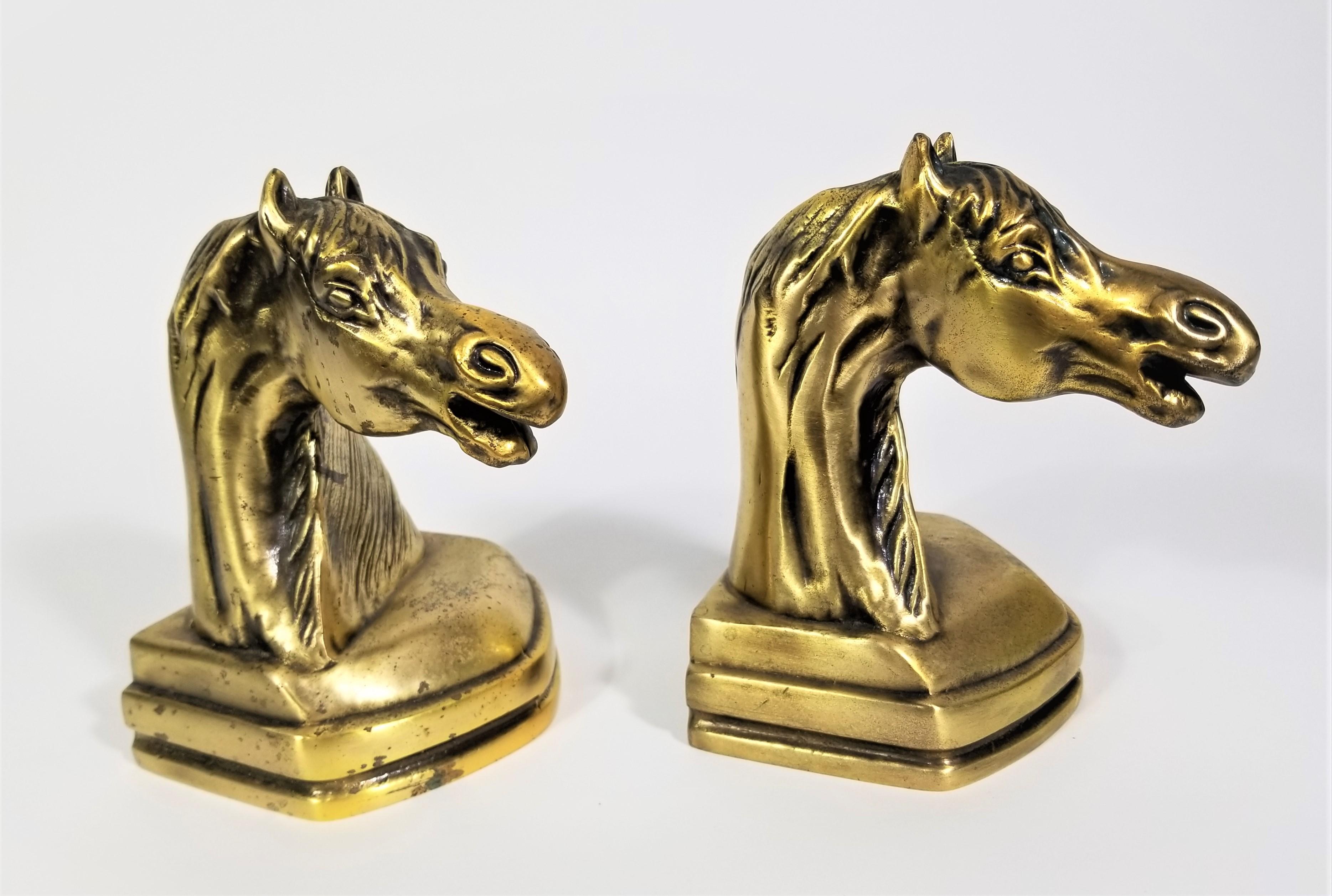 Horse Bookends Cast Iron Brass Mid Century 6