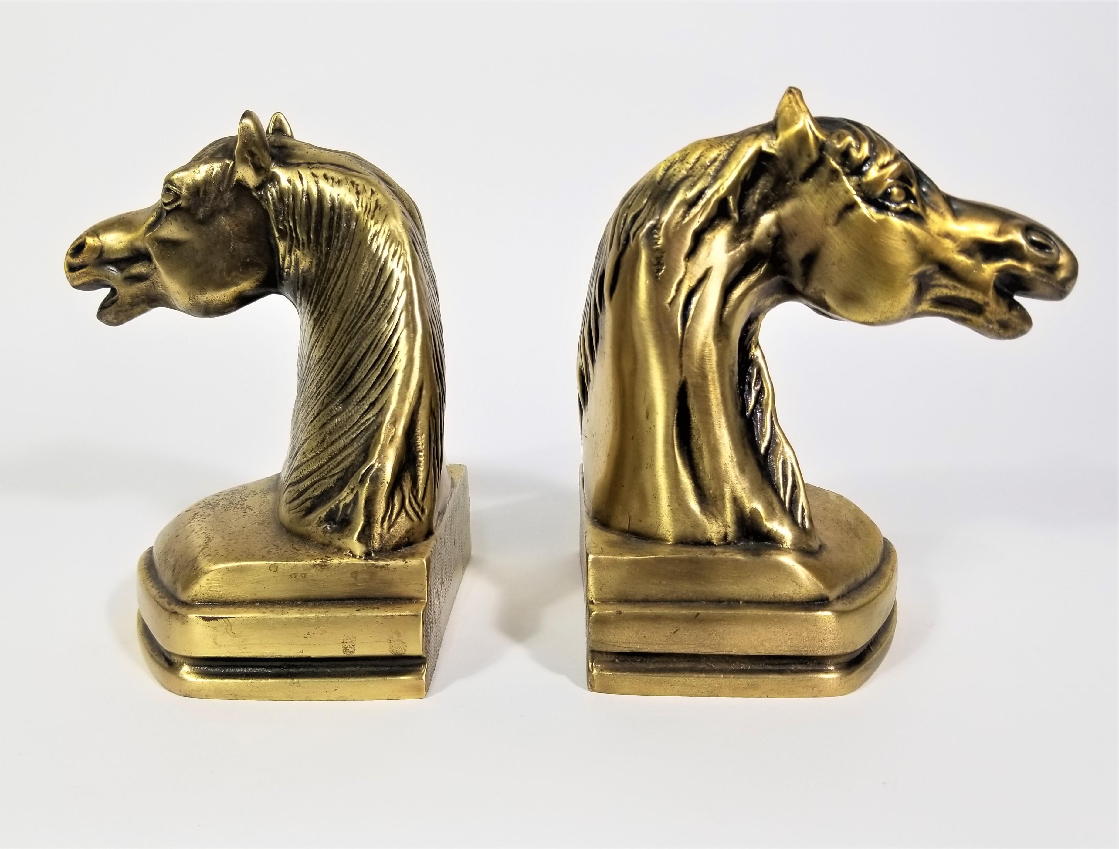 Horse Bookends Cast Iron Brass Mid Century 7