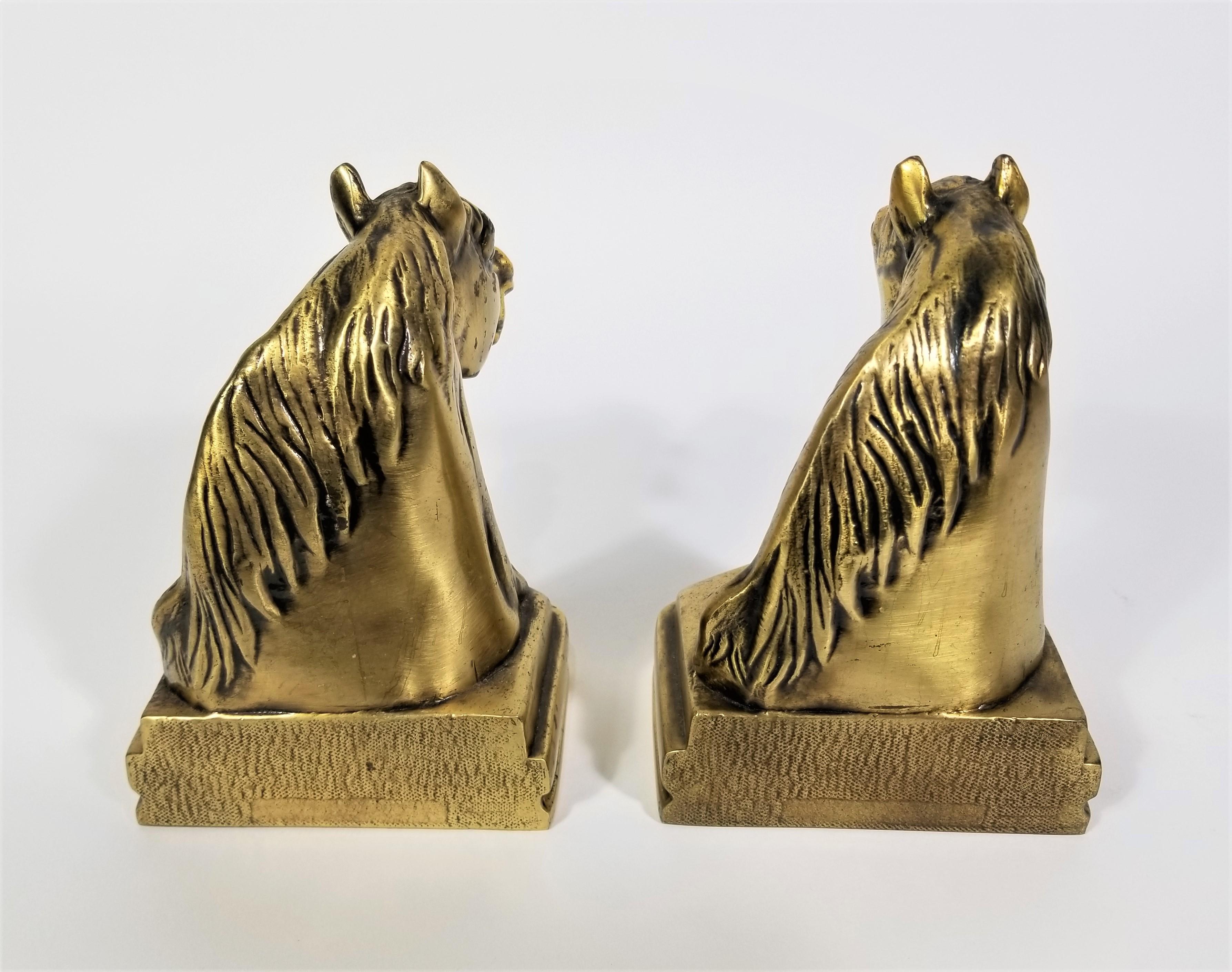 Horse Bookends Cast Iron Brass Mid Century 2