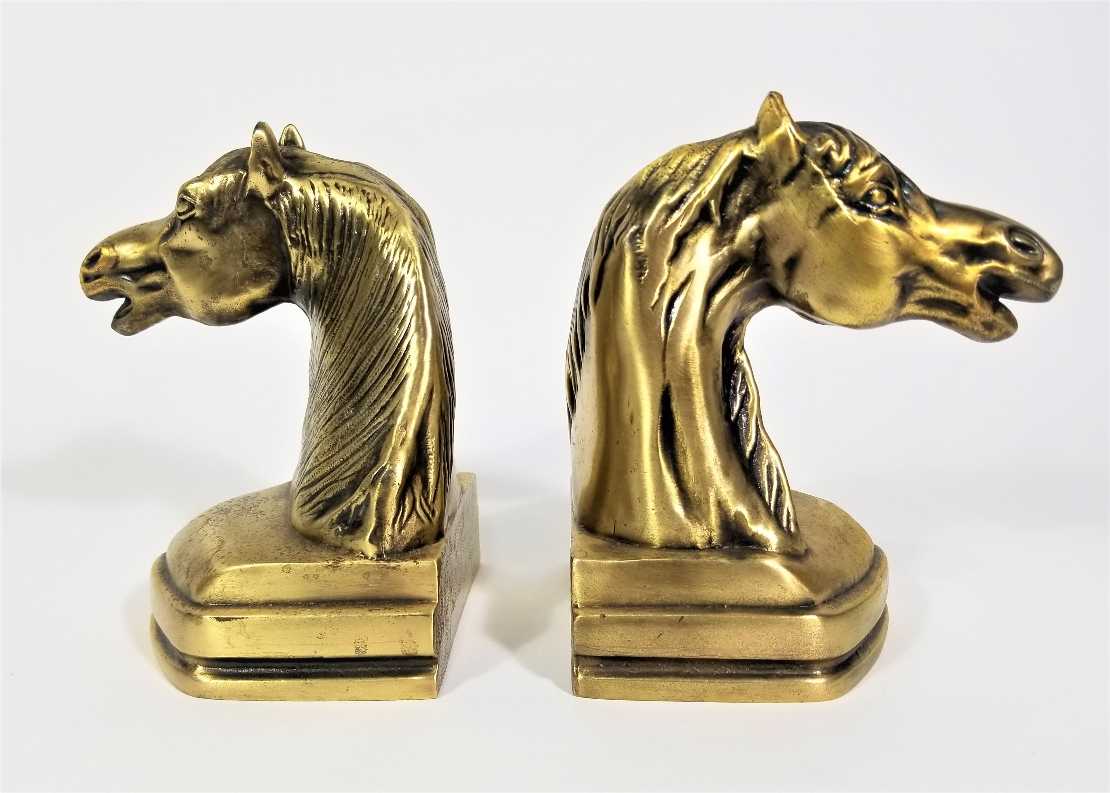 Horse Bookends Cast Iron Brass Mid Century 3