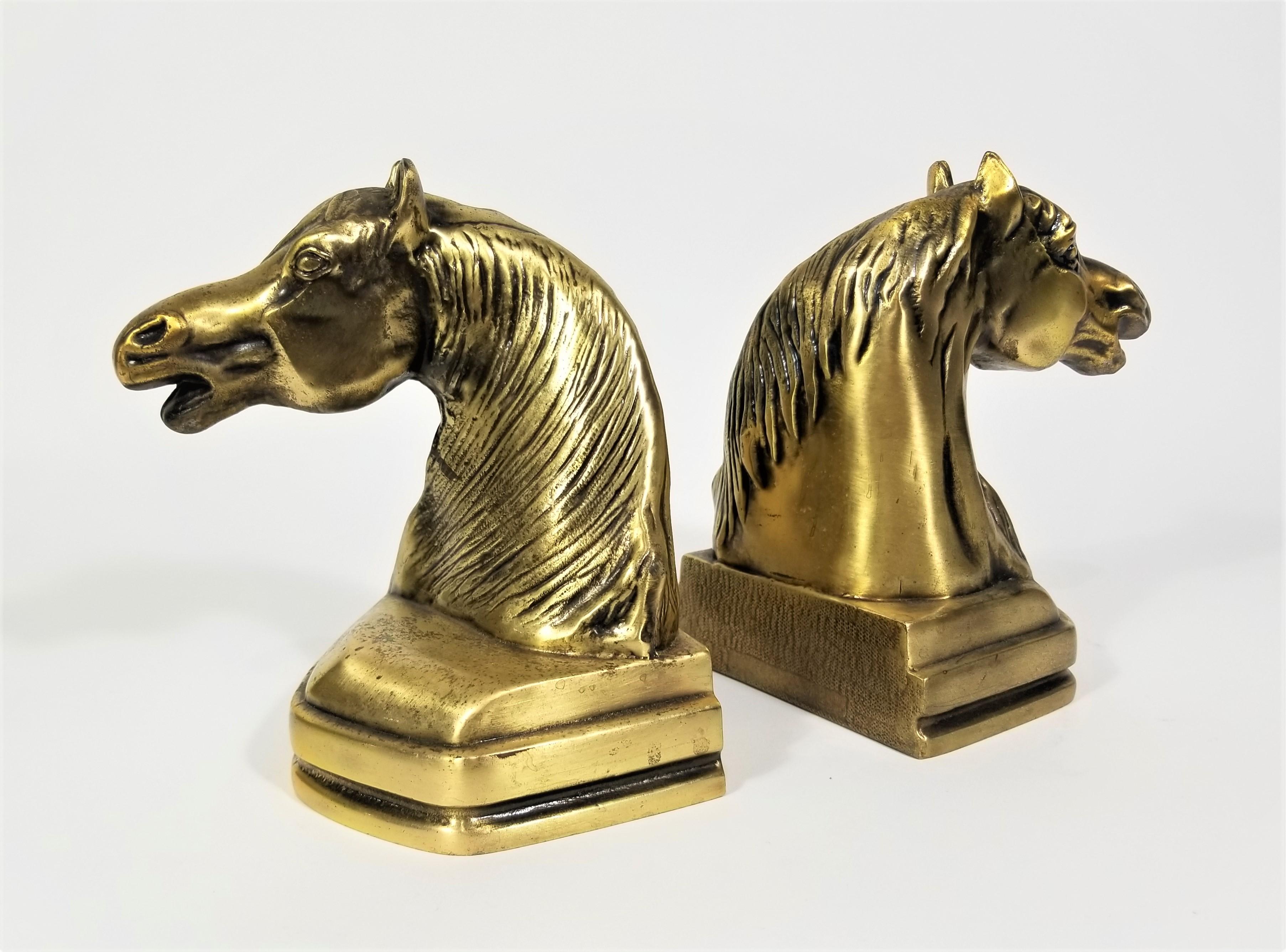 Horse Bookends Cast Iron Brass Mid Century 4
