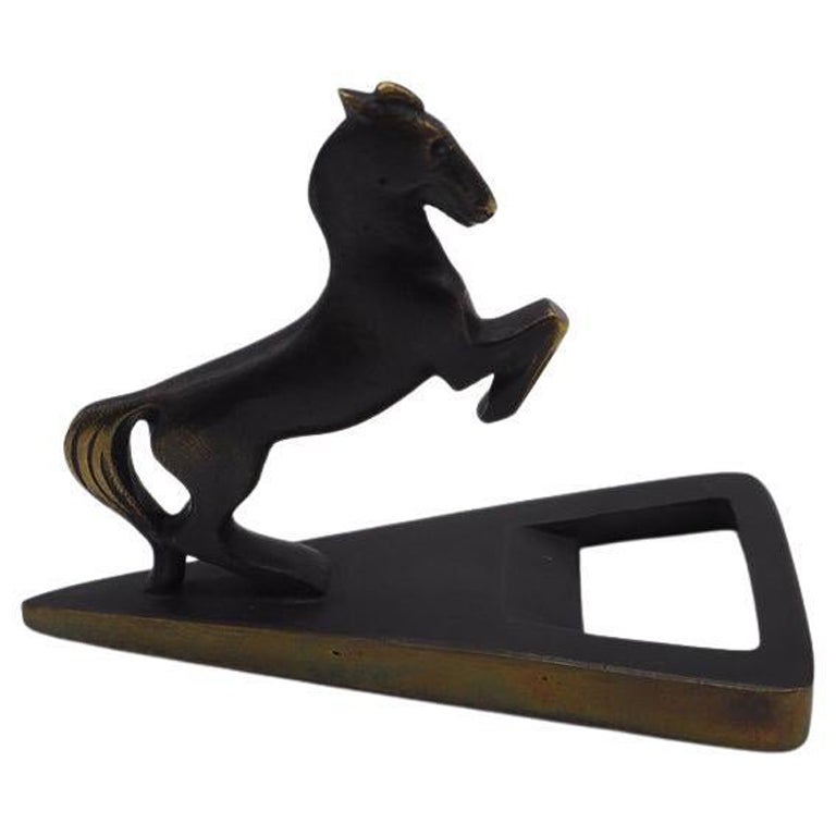 Apribottiglie a forma di cavallo, ottone annerito, Richard Rohac Vienna, Austria