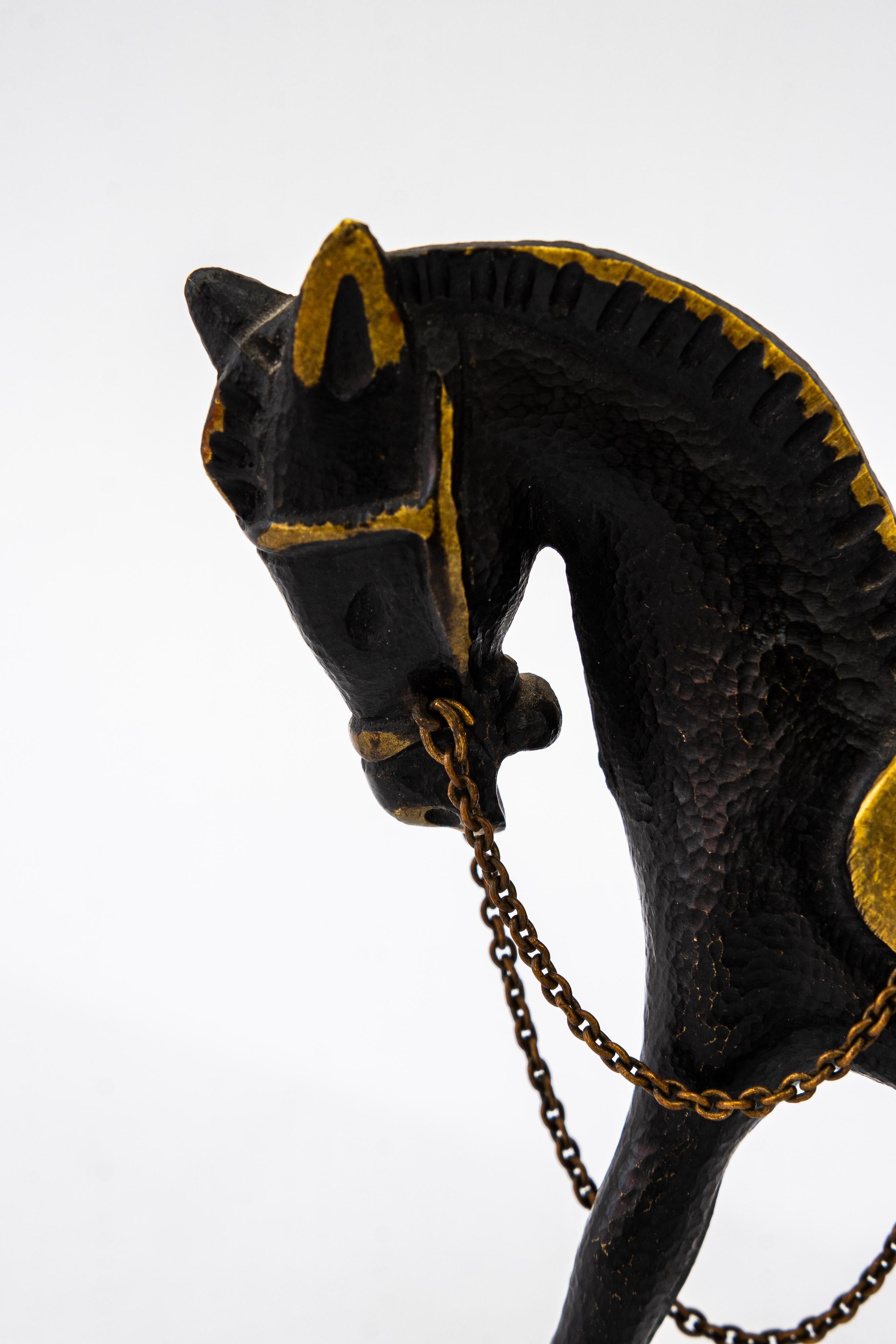 Mid-20th Century Horse brass figurine bosse around 1950s For Sale