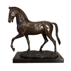 Horse Bronze Sculpture, Signed Barye, Mid-19th Century