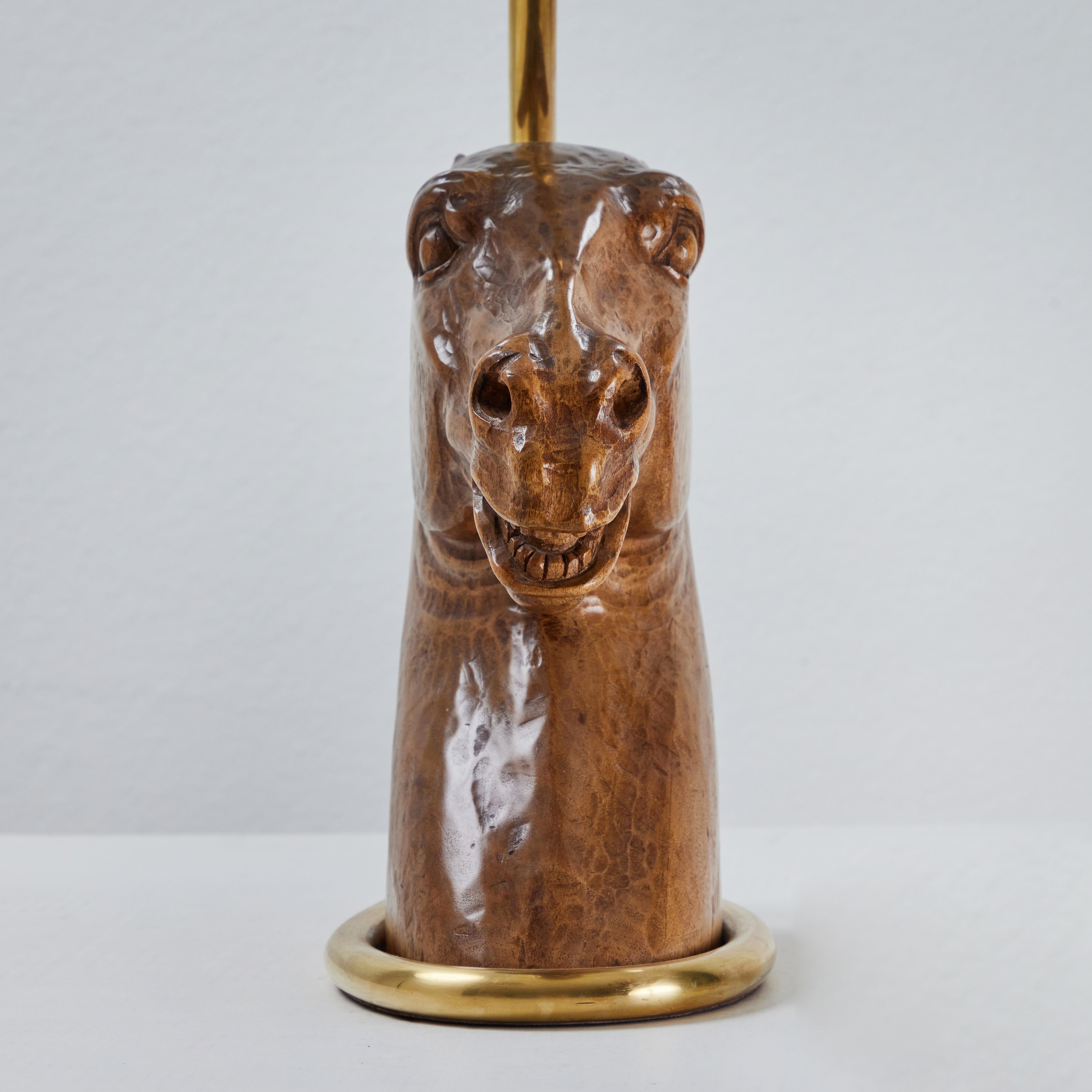 Brass Horse Bust Table Lamp, Signed Gucci, 1970s For Sale