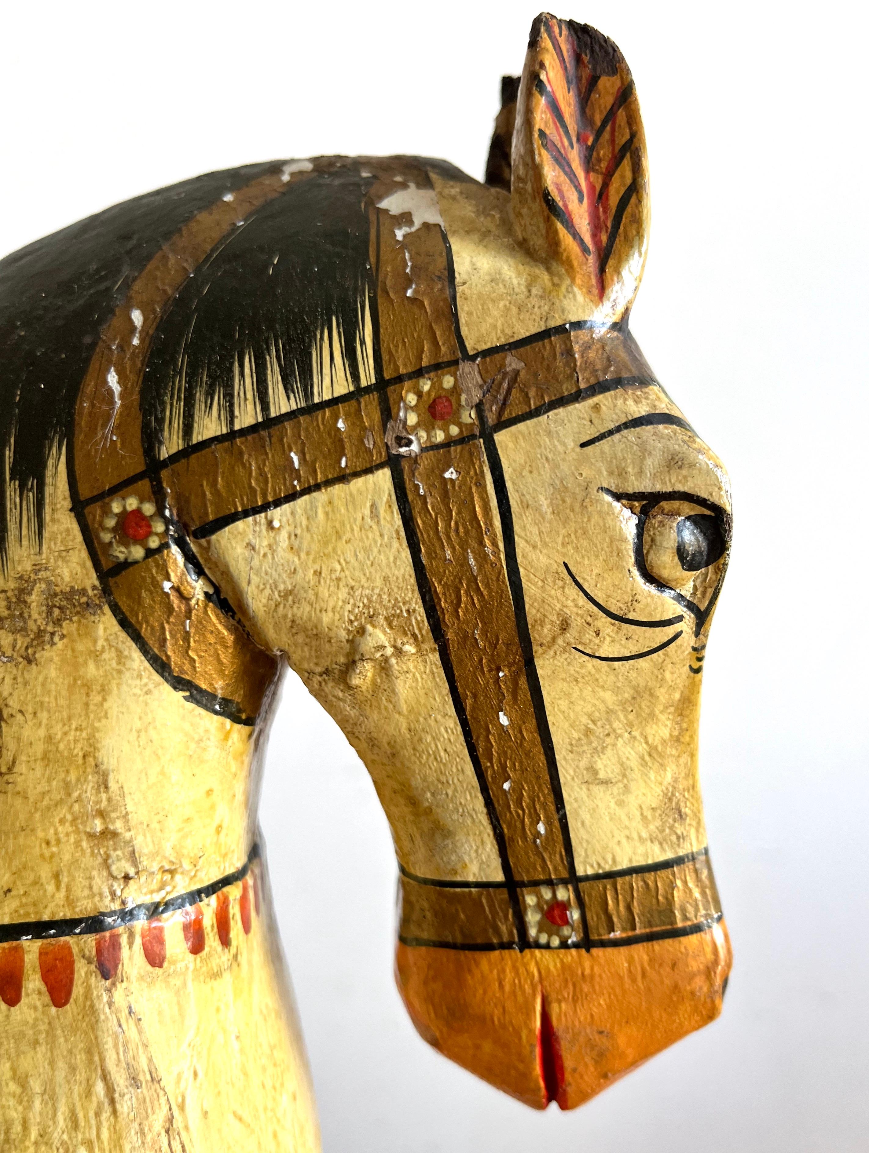 Wood Horse Carved and Hand Painted