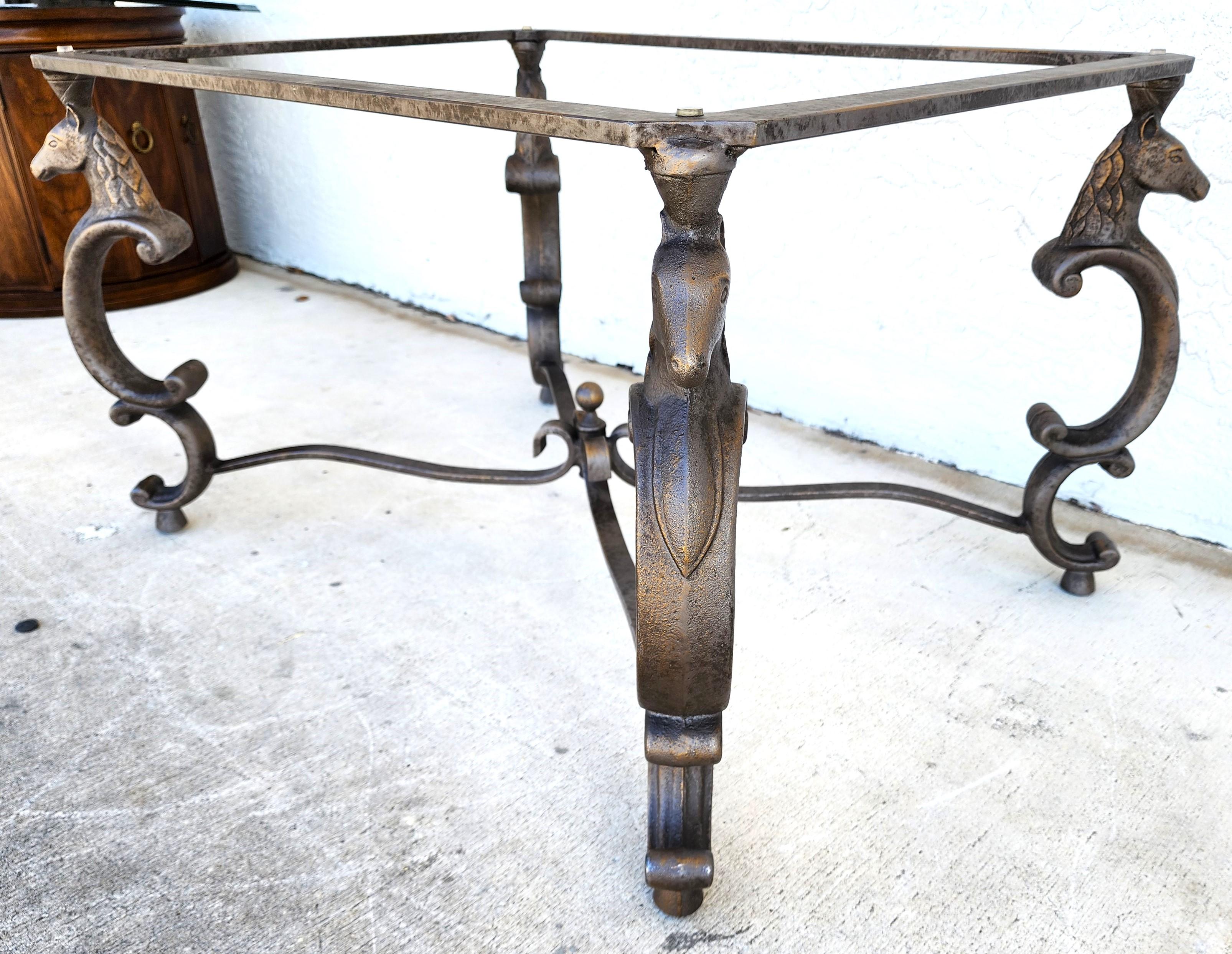 Horse Coffee Center Table Patinated Steel Hoof Footed Maison Jansen Style For Sale 1