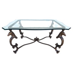 Horse Coffee Center Table Patinated Steel Hoof Footed Maison Jansen Style