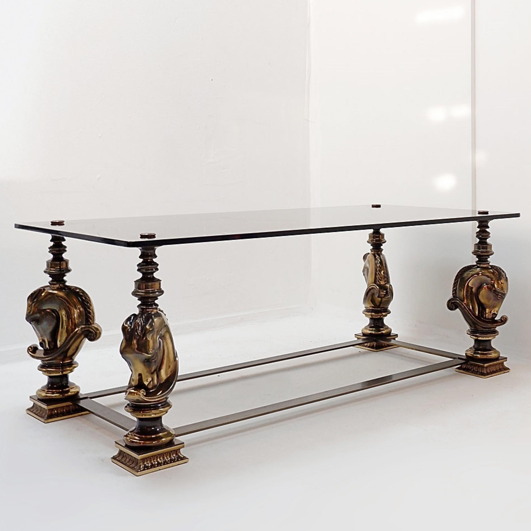 Table basse en forme de cheval dans le style de la Maison Charles - années 1970 Bon état - En vente à Linkebeek, BE