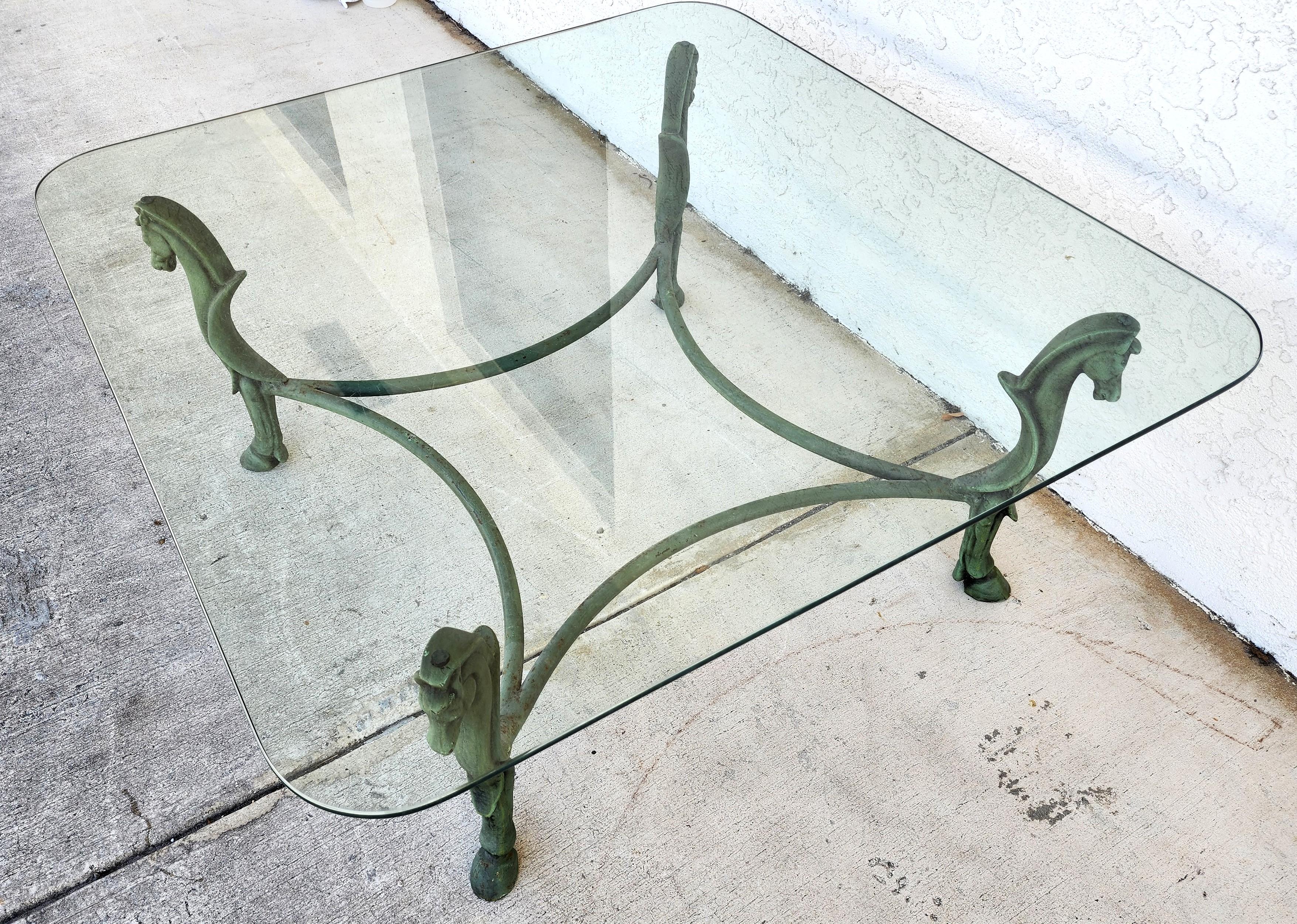 Horse Coffee Table Patinated Iron Hoof Footed  For Sale 5