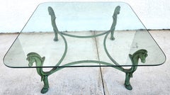 Horse Coffee Table Patinated Iron Hoof Footed