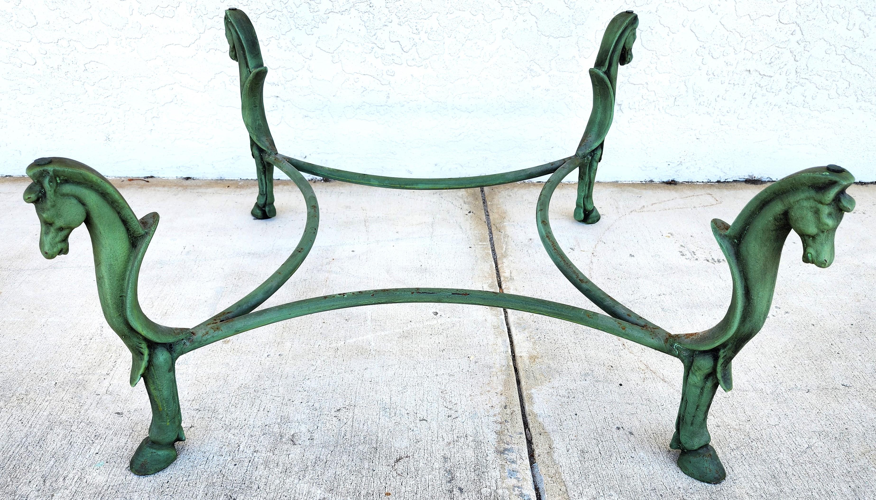 Horse Coffee Table Patinated Iron Hoof Footed  In Good Condition For Sale In Lake Worth, FL