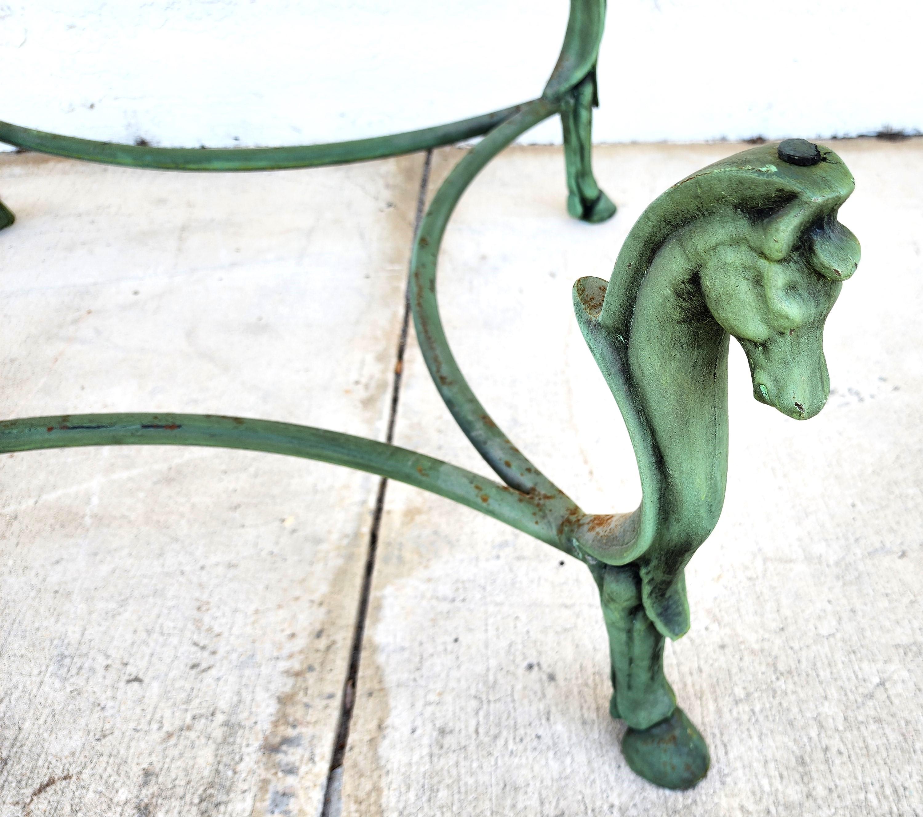 Late 20th Century Horse Coffee Table Patinated Iron Hoof Footed  For Sale