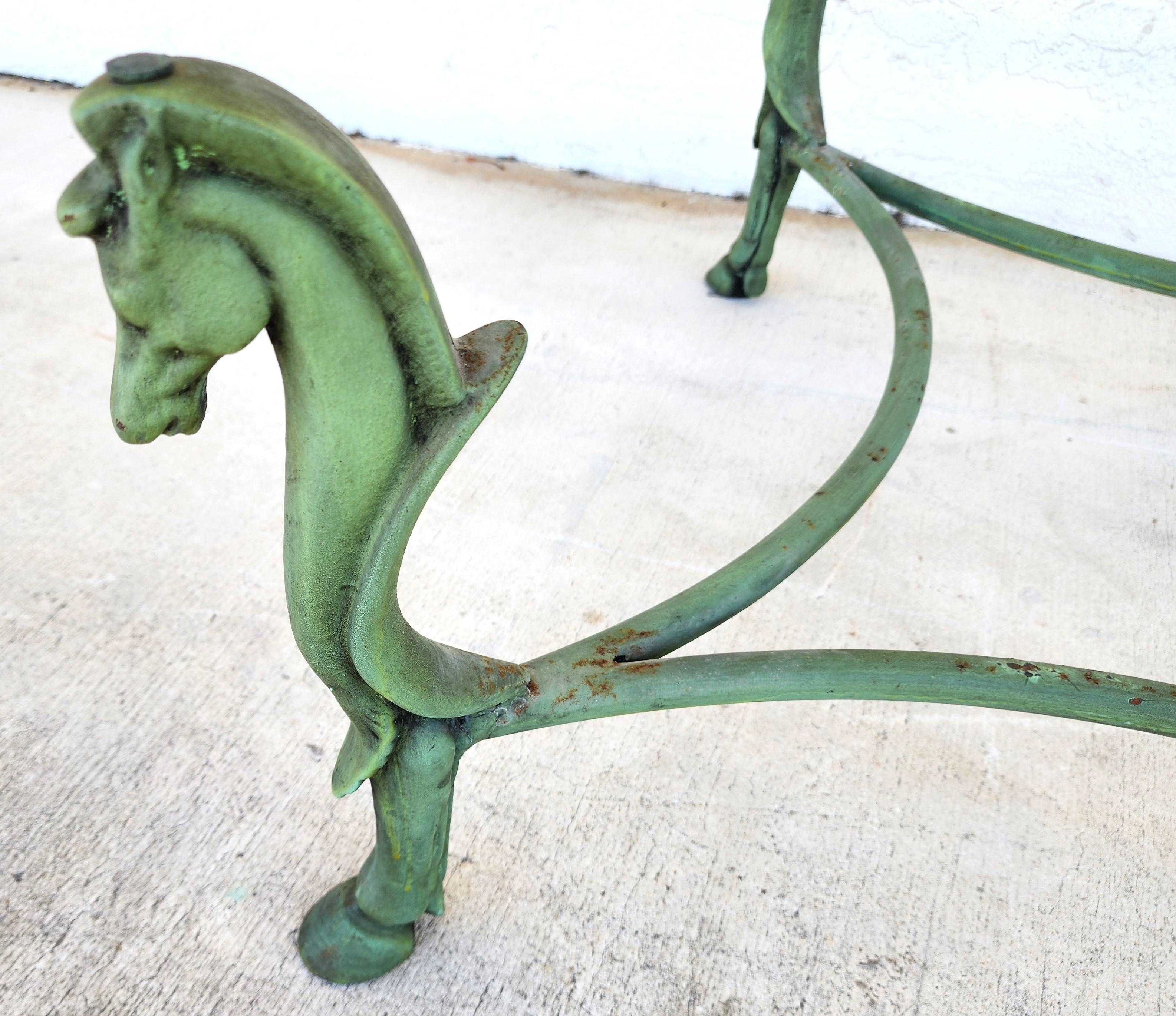 Horse Coffee Table Patinated Iron Hoof Footed  For Sale 1