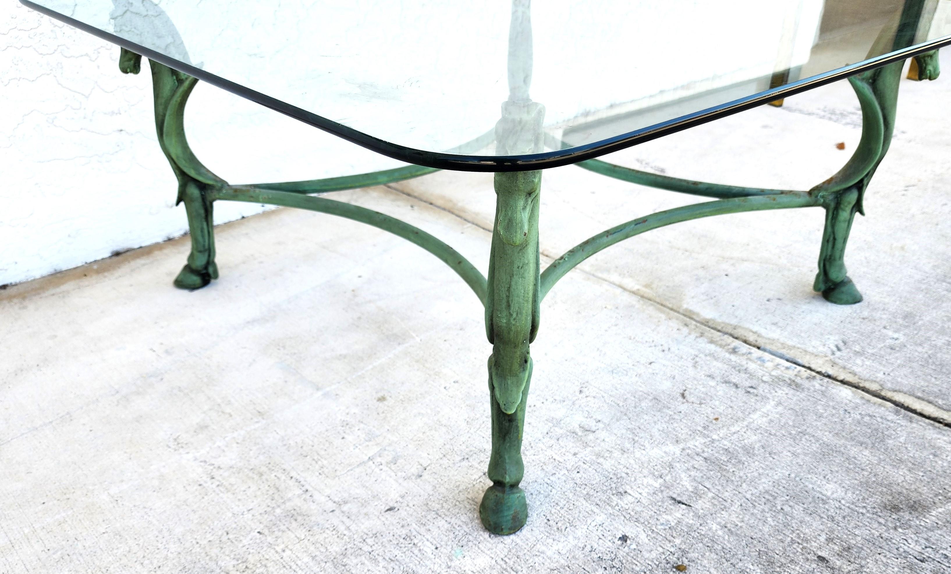 Horse Coffee Table Patinated Iron Hoof Footed  For Sale 4