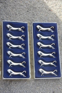 Horse Cutlery Fathers Italy Set of 12  Silver Plate 1960 Italian Design