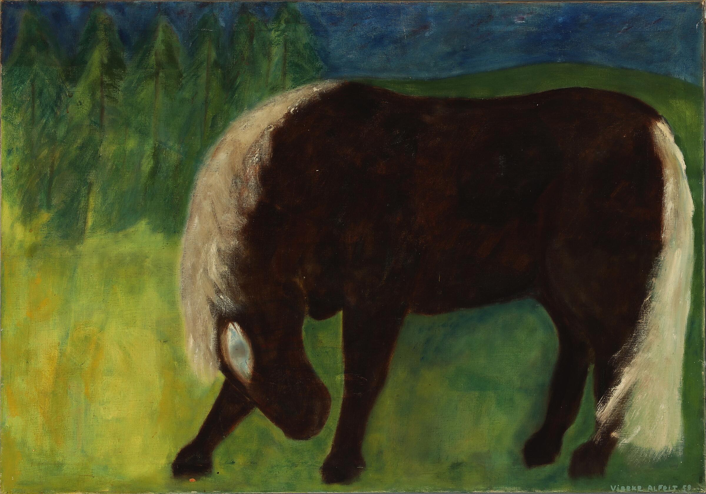 „Horse“ Frühes Werk von Vibeke Alfelt, Öl auf Leinwand, 1958 (Europäisch) im Angebot