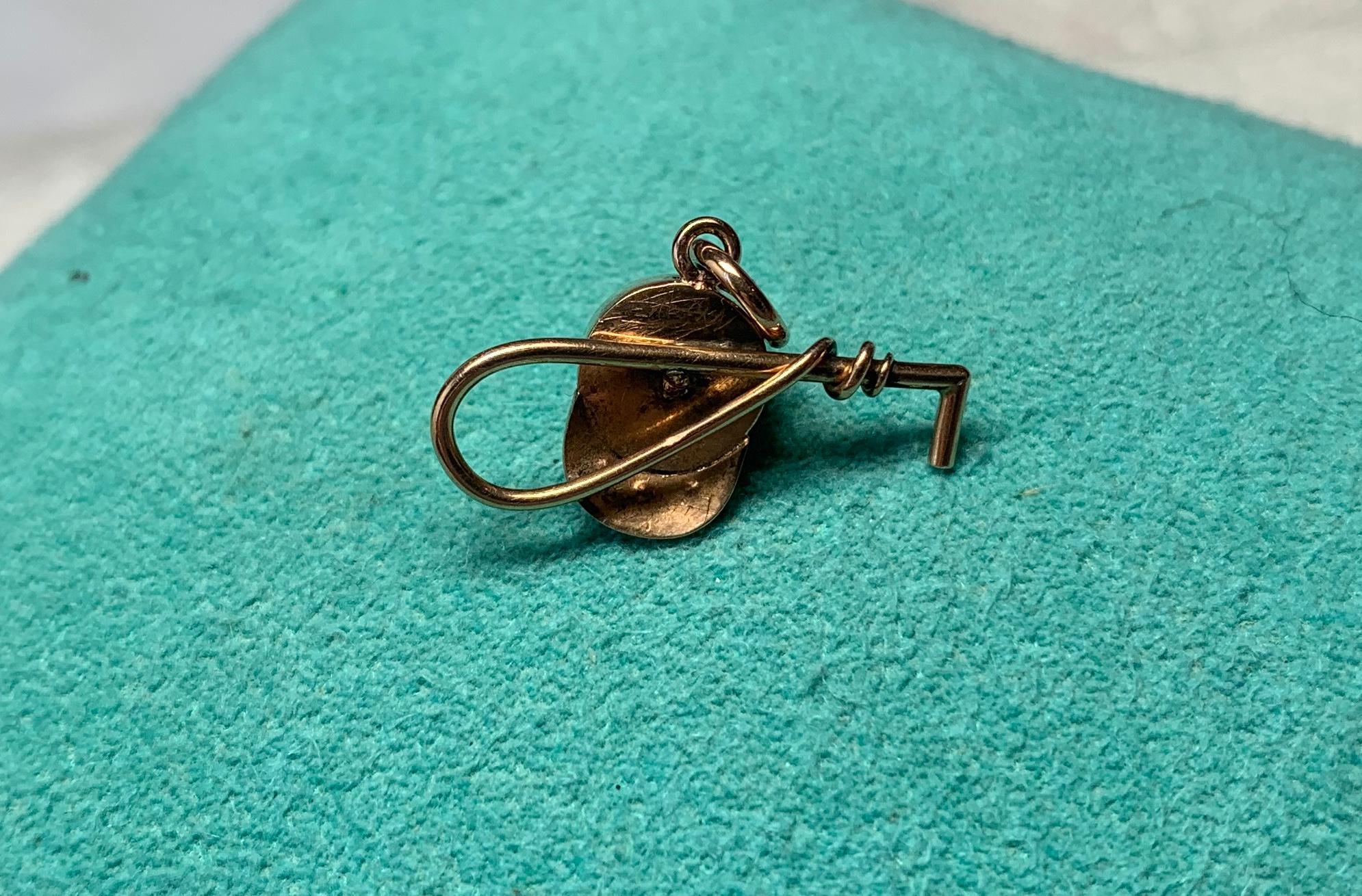 Horse Equestrian Hat Crop Garnet 14K Pearl Charm Pendant Necklace Hunting Riding In Excellent Condition For Sale In New York, NY