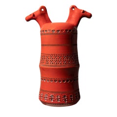 Horse Figures Orange Vase by Aldo Londi