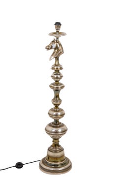 Lámpara de pie Caballo en bronce plateado, años 70