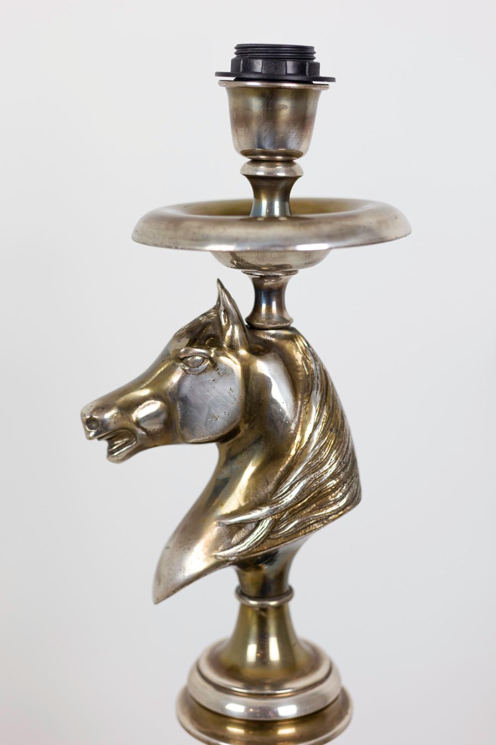 Horse Floor Lamp in Silvered Bronze, 1970s In Good Condition For Sale In Saint-Ouen, FR