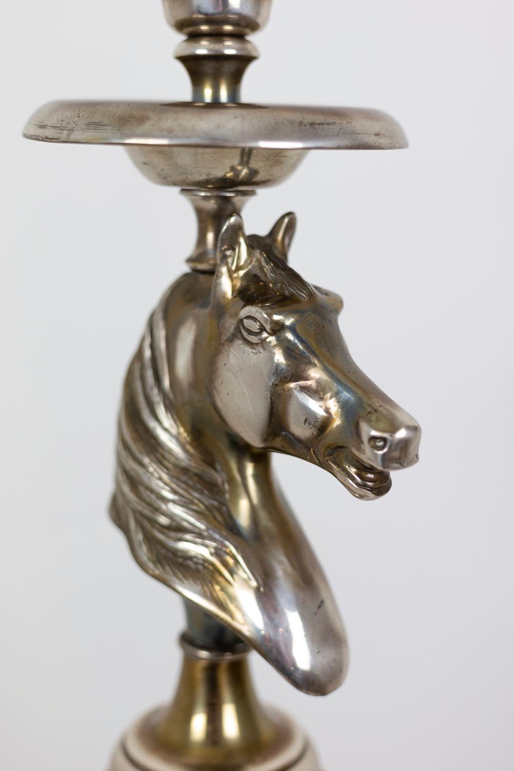 Late 20th Century Horse Floor Lamp in Silvered Bronze, 1970s For Sale