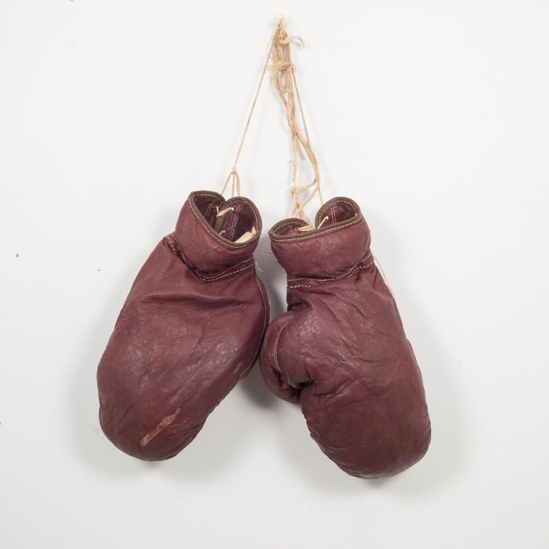 Horse Hair and Leather Boxing Gloves, circa 1940 at 1stDibs