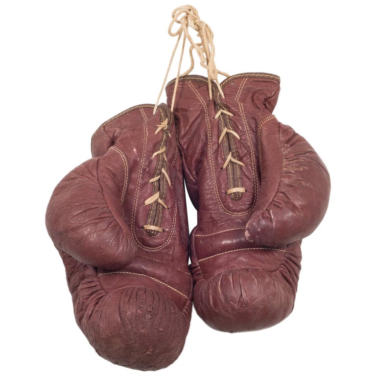 Horse Hair and Leather Boxing Gloves, circa 1940 at 1stDibs