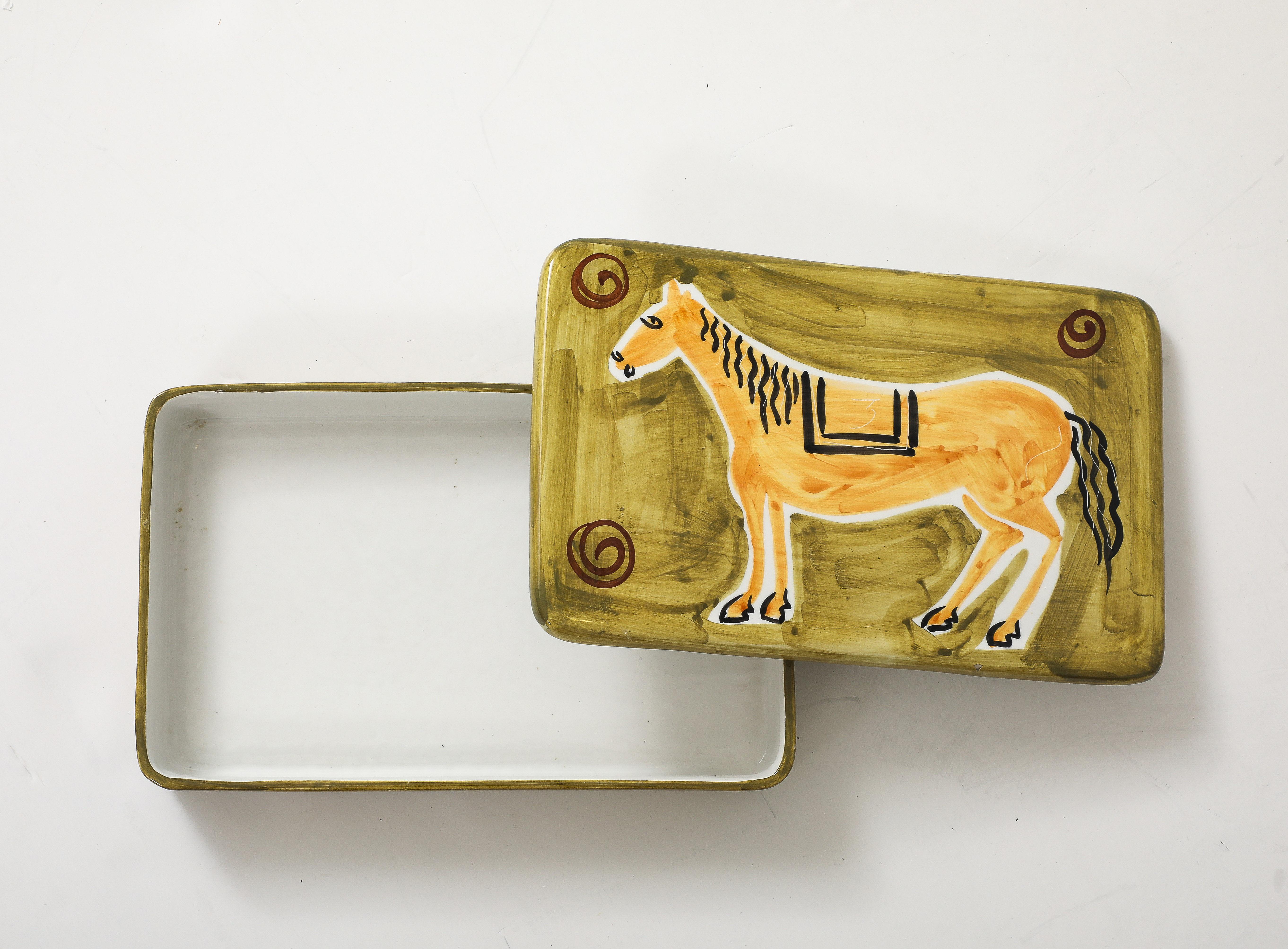 Caballo Caja de porcelana decorada a mano en venta 4