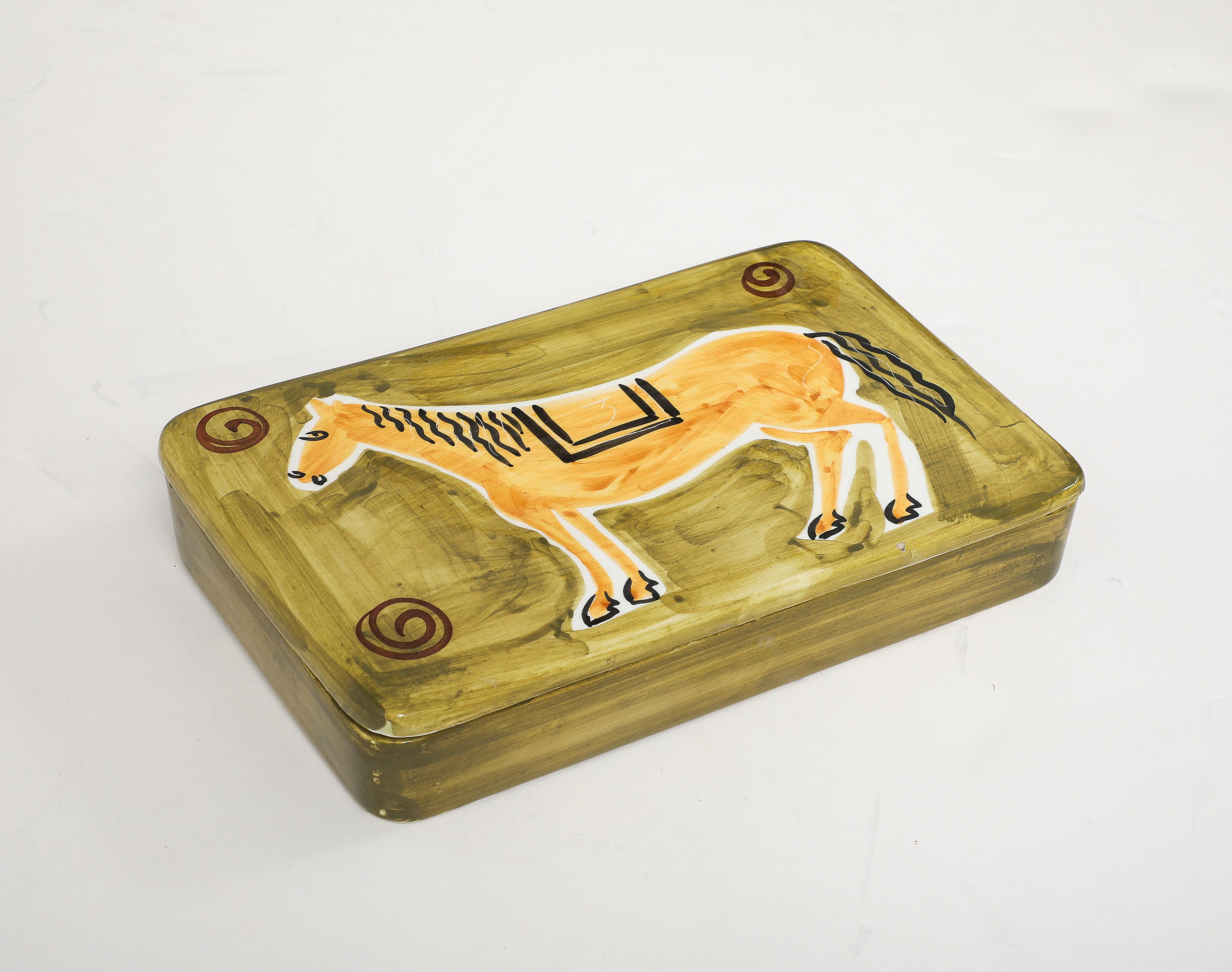 Caballo Caja de porcelana decorada a mano Pintado a mano en venta